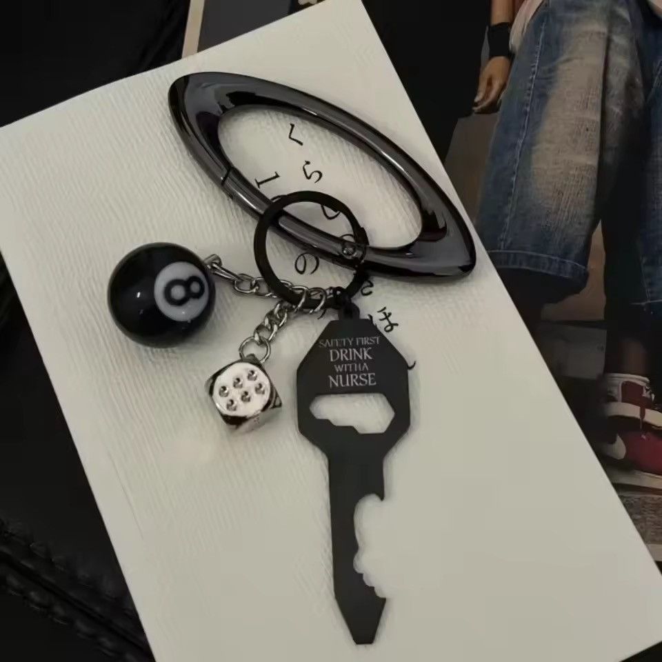 Other Black No 8 Billiard Lucky Dice Bottle Opener Keychain Size ONE SIZE - 1 Thumbnail