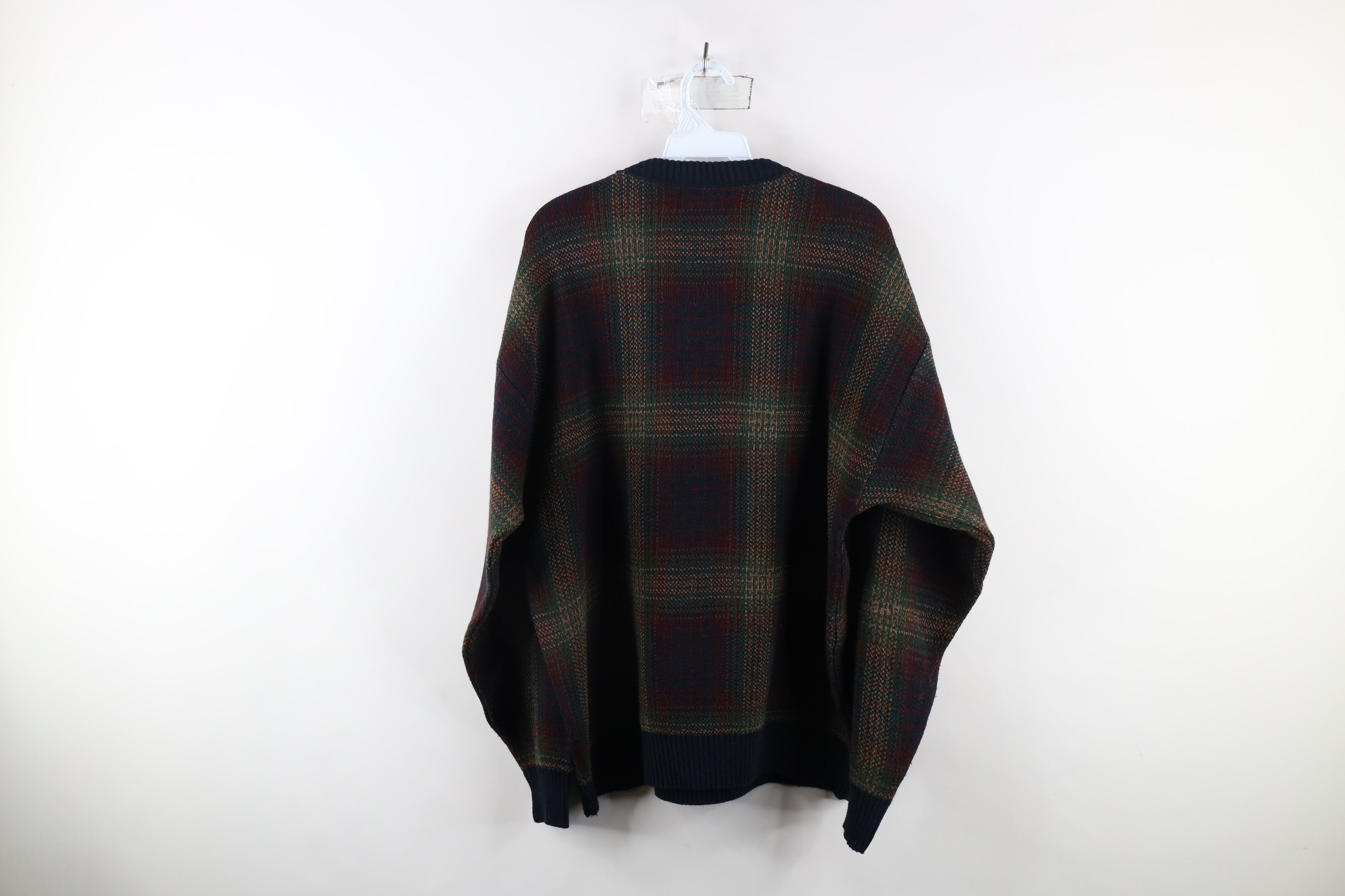 Vintage Vintage 90s Streetwear Plaid Knit Crewneck Sweater Acrylic Size US L / EU 52-54 / 3 - 7 Thumbnail