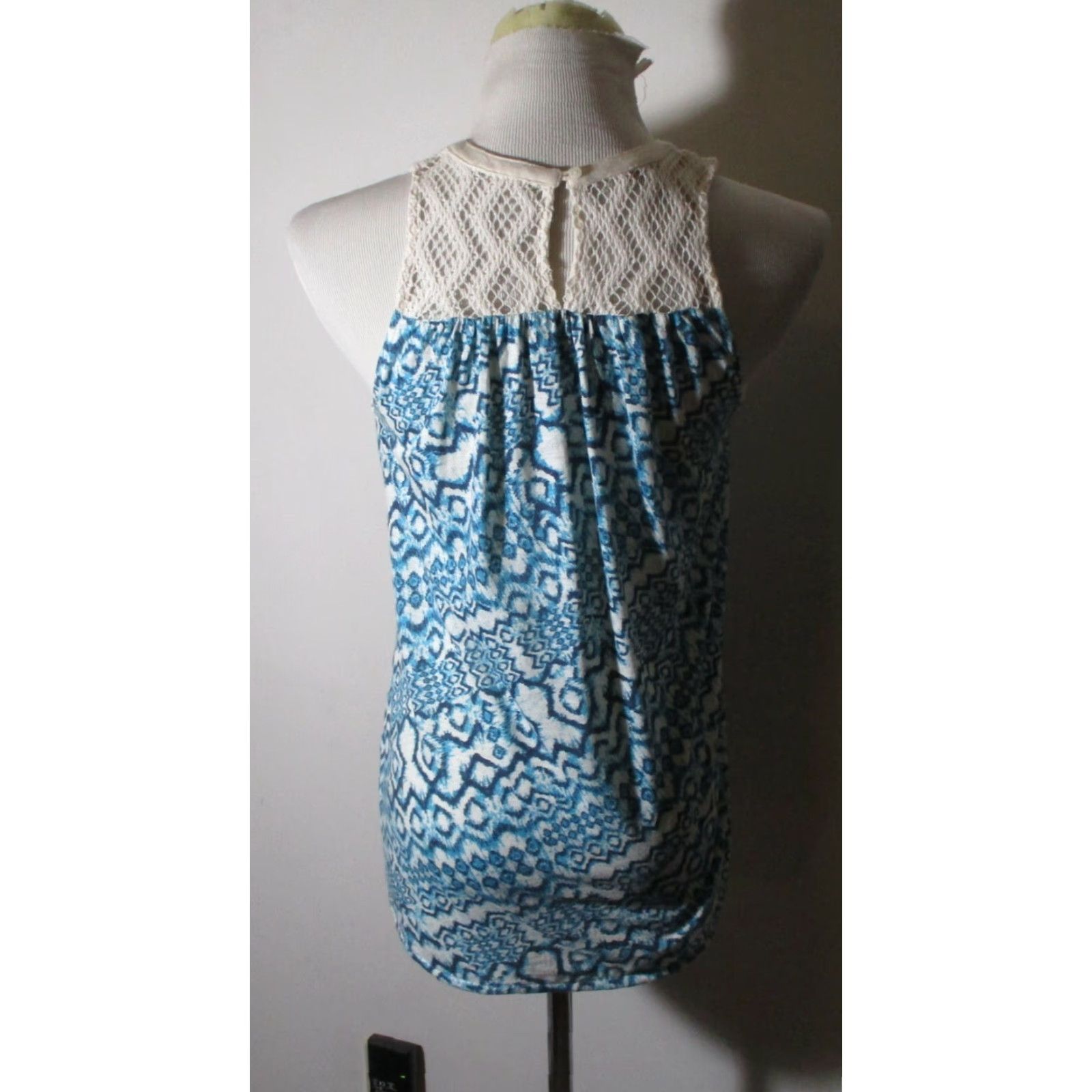 Lucky Brand LUCKY BRAND Blue Sleeveless Lace Trim Top Size S Size S / US 4 / IT 40 - 6 Thumbnail
