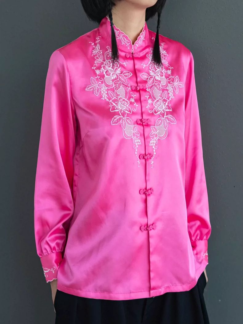 COMME des GARCONS Pink Satin Knot Button Top - dmc