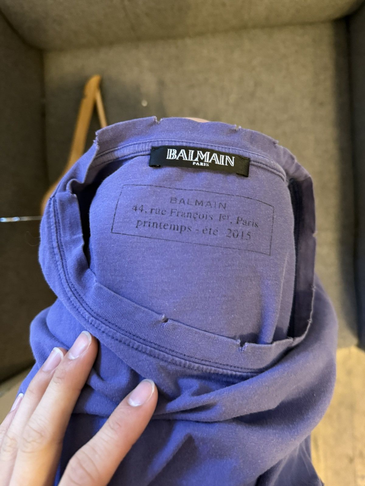 Balmain Balmain distressed 2015 t shirt size M purple Size US M / EU 48-50 / 2 - 4 Thumbnail