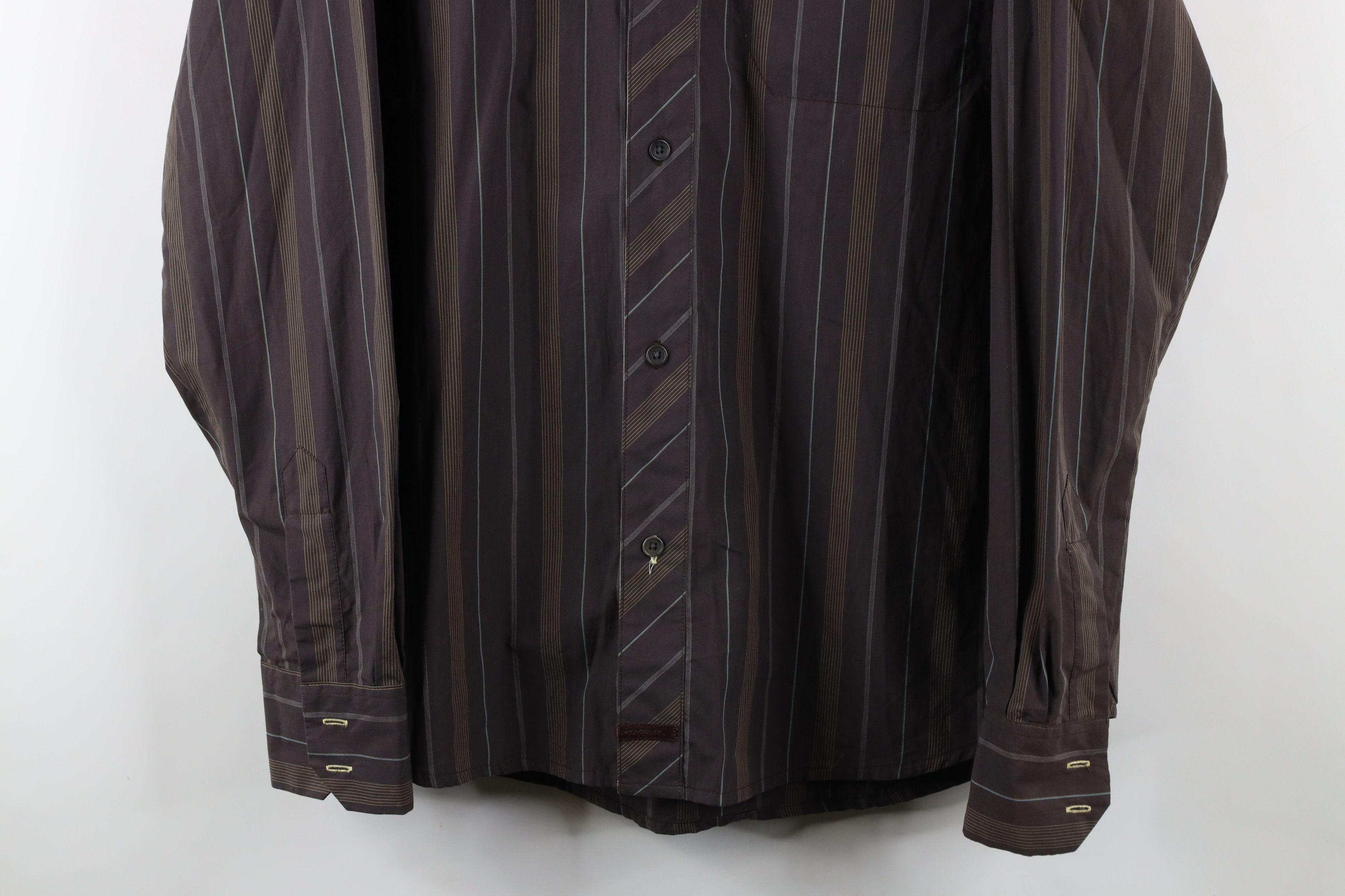Merrell × Vintage New Merrell Power Pin Striped Collared Button Shirt Brown Size US L / EU 52-54 / 3 - 3 Thumbnail
