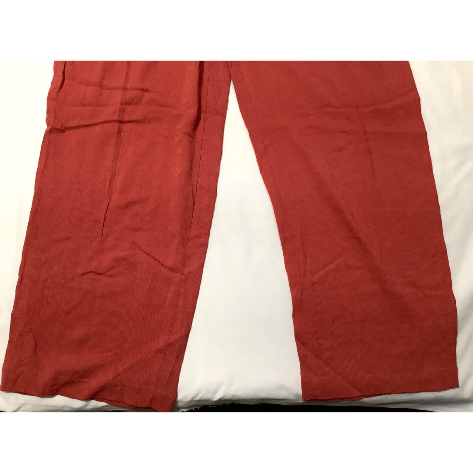 Vintage Carole Little Pants Womens 6 Orange Linen Wide-Leg Pull On Pleated Casual Summer Relaxed Size 28" / US 6 / IT 42 - 4 Thumbnail
