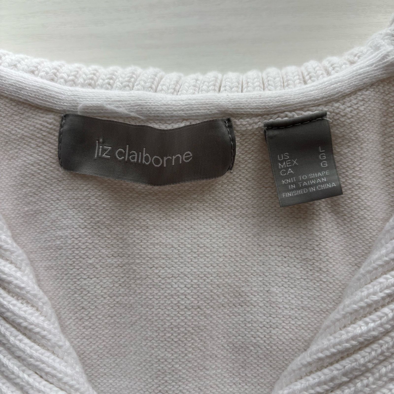 Other Liz Claiborne White Shawl-Collar Pullover Sweater Size Large Size L / US 10 / IT 46 - 9 Thumbnail
