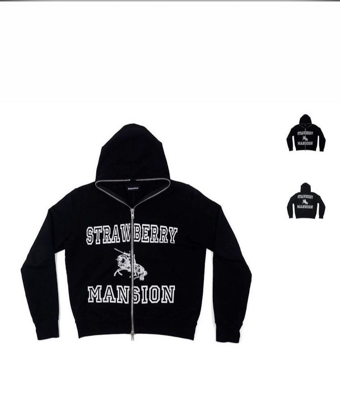 Pre-owned Unwanted Strawberry Mansion Zip Hoodie In Black