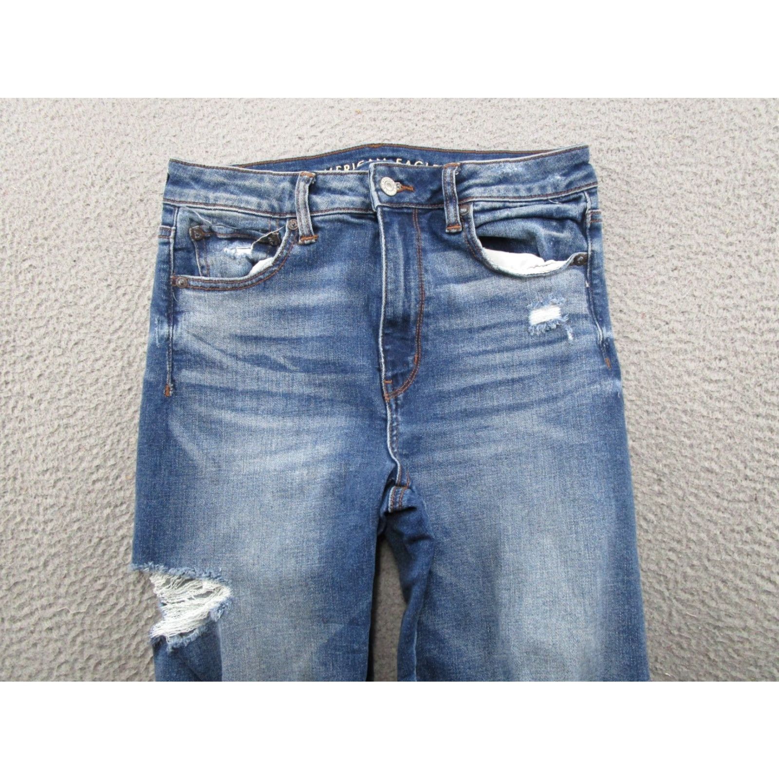 American Eagle Outfitters American Eagle Outfitters Jegging Jeans Distressed High Rise 8 Blue Denim Women Fashion 5-Pocket Stretch - dx Size 30" / US 8 / IT 44 - 3 Thumbnail