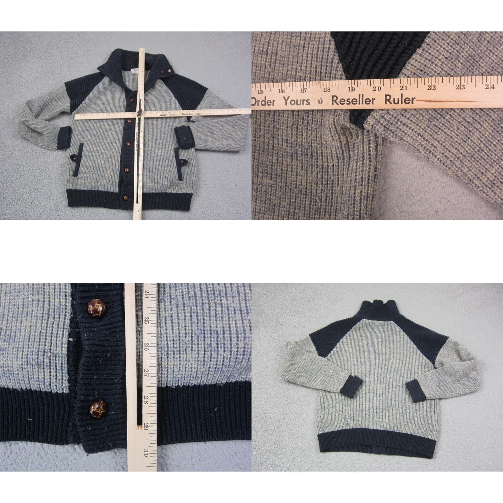Vintage VINTAGE Montgomery Ward Cardigan Sweater Mens L Gray Blue 70s Button Collared Knit Long Sleeve Fall Winter Spring Regular Size Man Mens Clothing Size US L / EU 52-54 / 3 - 8 Thumbnail