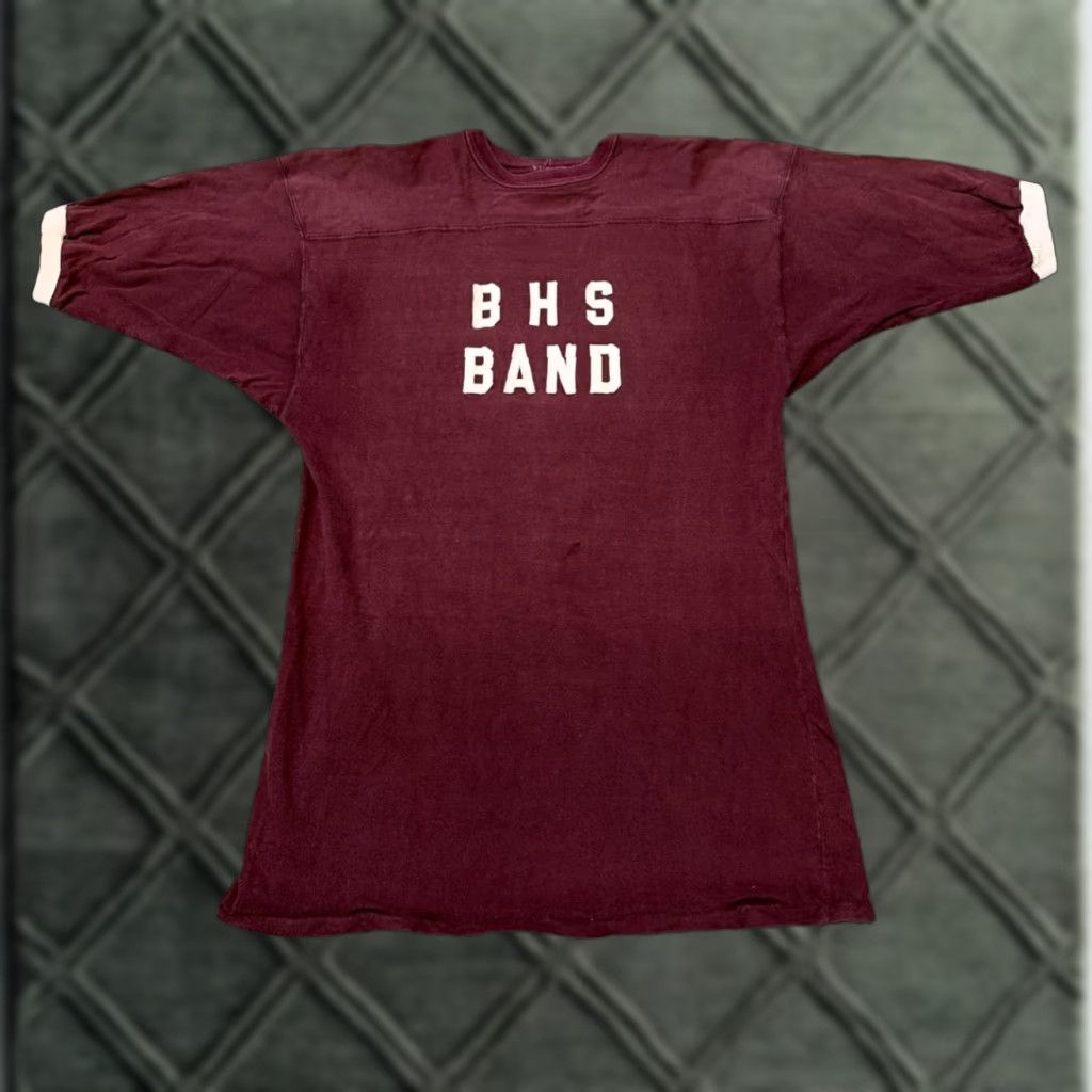 Vintage VINTAGE Buck’s Band T-Shirt XL Men Red Ringer 1960s BHS High School Burgundy/Red 60s/Music/Band Mens Size US XL / EU 56 / 4 - 1 Thumbnail