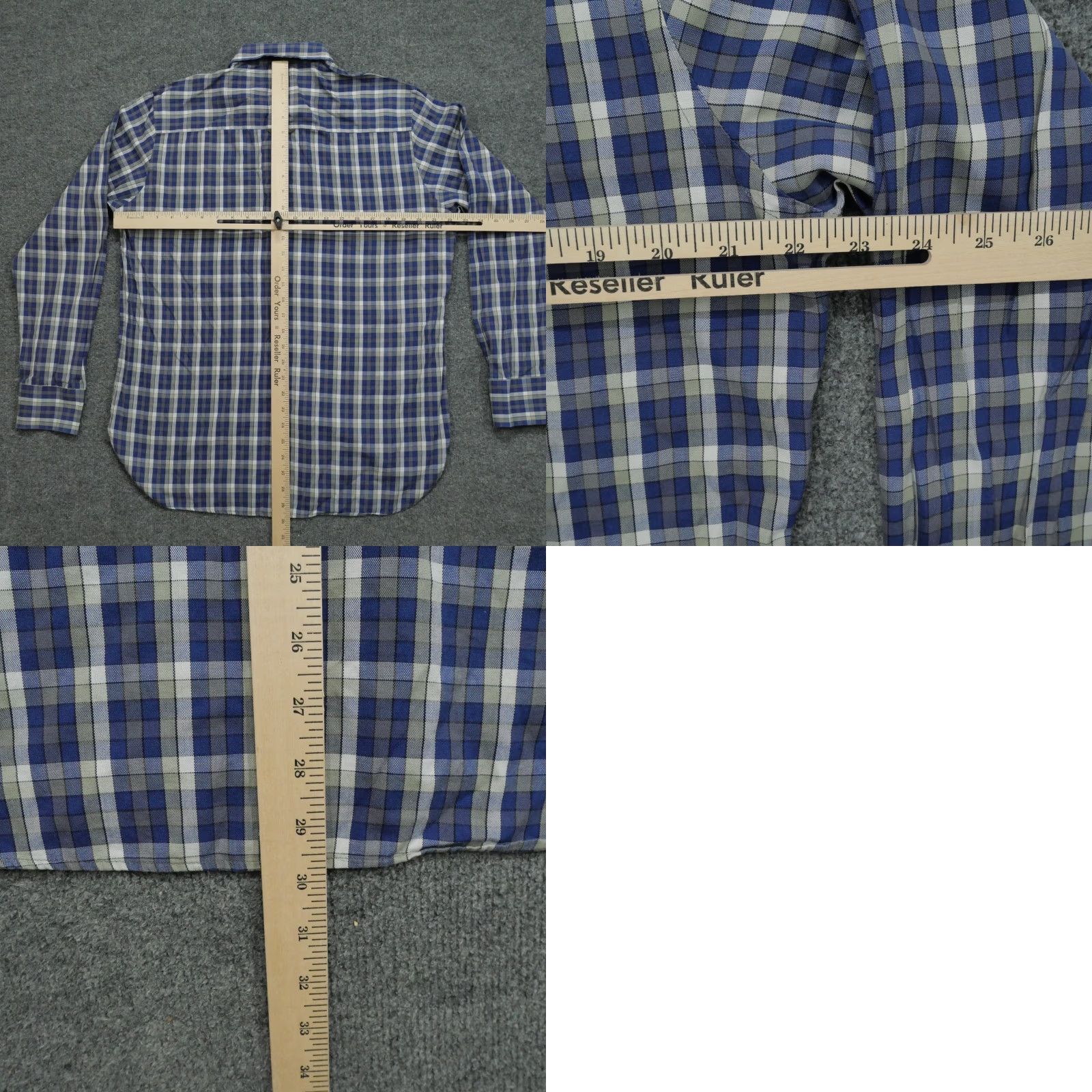 Vintage Sebastien James Shirt Mens XL Blue Grey Plaid Button Up Long Sleeve Slim Fit Size US XL / EU 56 / 4 - 8 Thumbnail