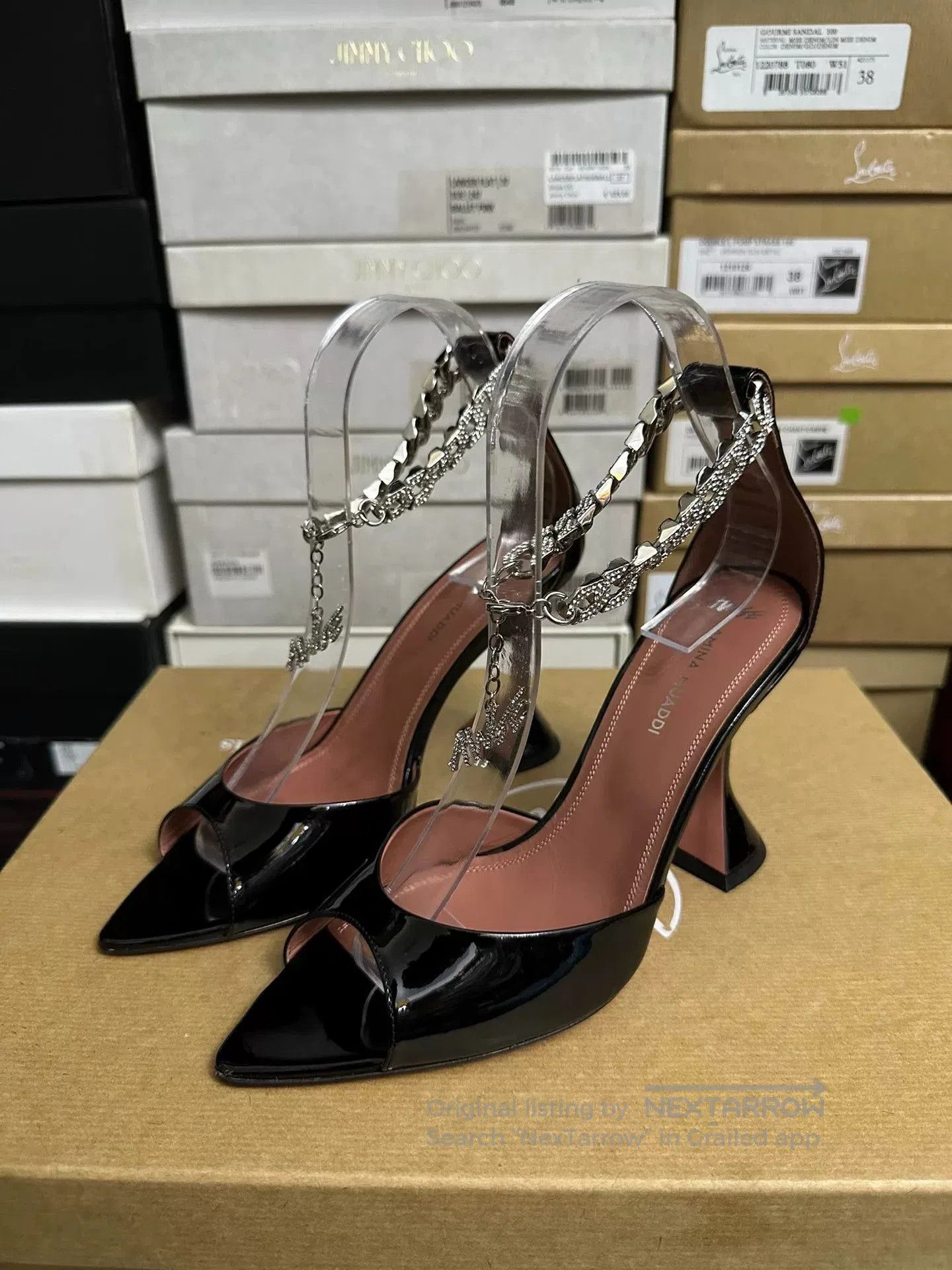 Other Amina Muaddi Black Chain High Heels. Size US 6 / IT 36 - 2 Thumbnail
