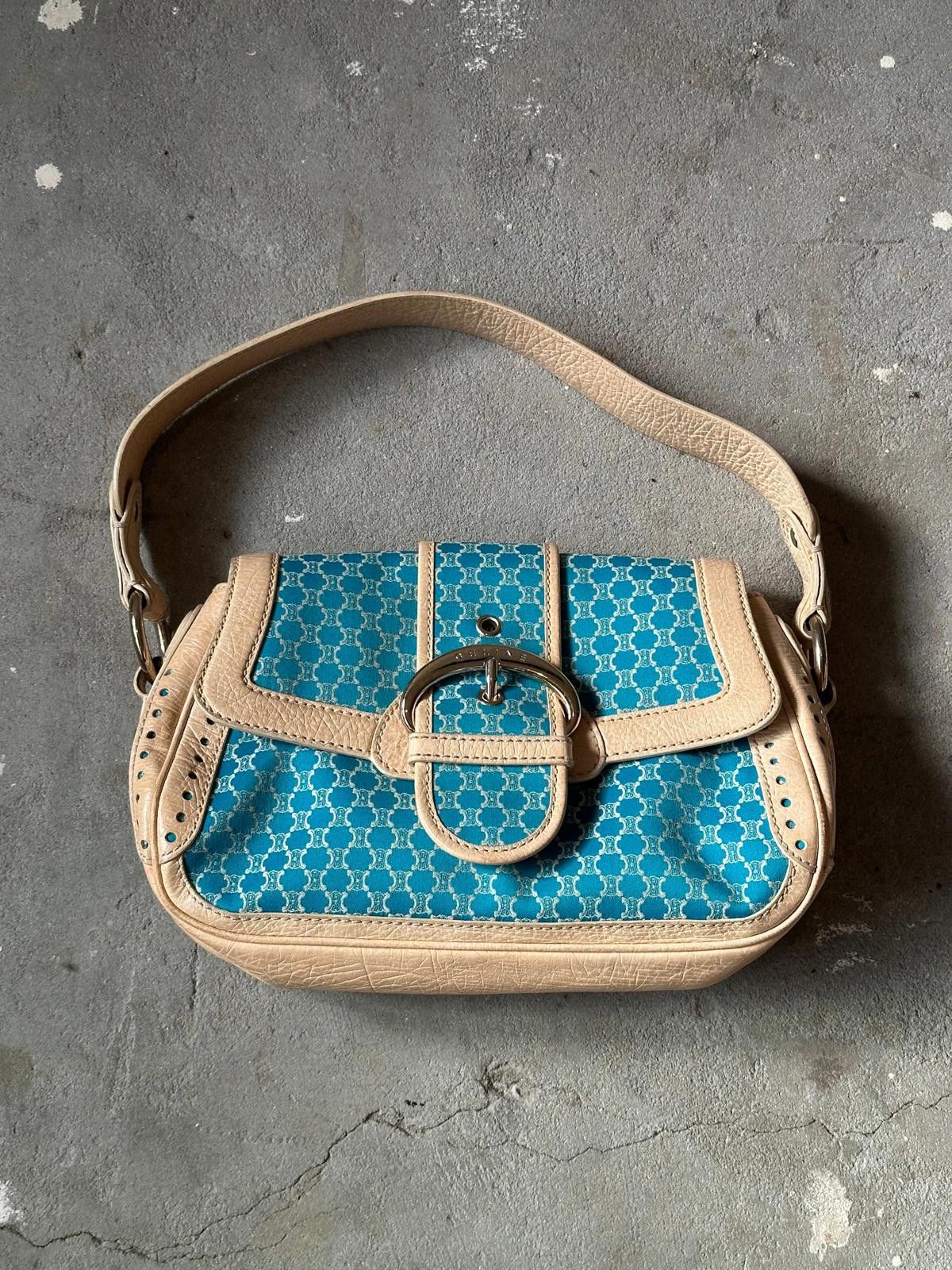 Celine Celine Macadam Triomphe Shoulder Bag Blue/Beige Size ONE SIZE - 1 Thumbnail