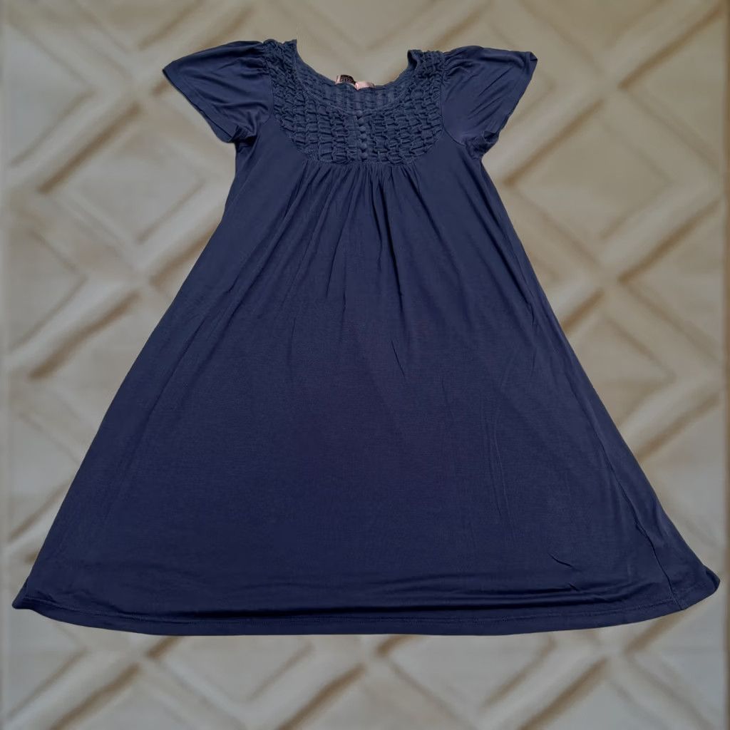 Juicy Couture Juicy Couture Dress Womens Medium Navy Blue Smocked Knit Flutter Sleeve A-Line Size M / US 6-8 / IT 42-44 - 1 Thumbnail