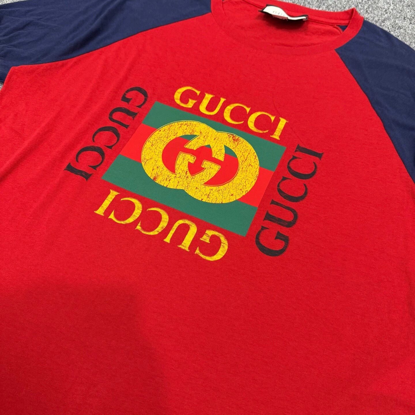 Gucci Gucci color blocked red blue logo T-shirt L 95 new Size L / US 10 / IT 46 - 3 Thumbnail