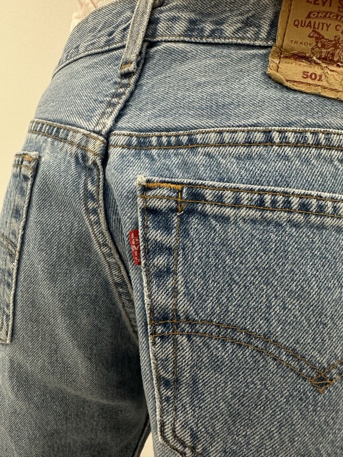 Levi's Levis 501 Womens Denim Bermuda Long Blue Shorts made in USA Size 31" - 10 Thumbnail