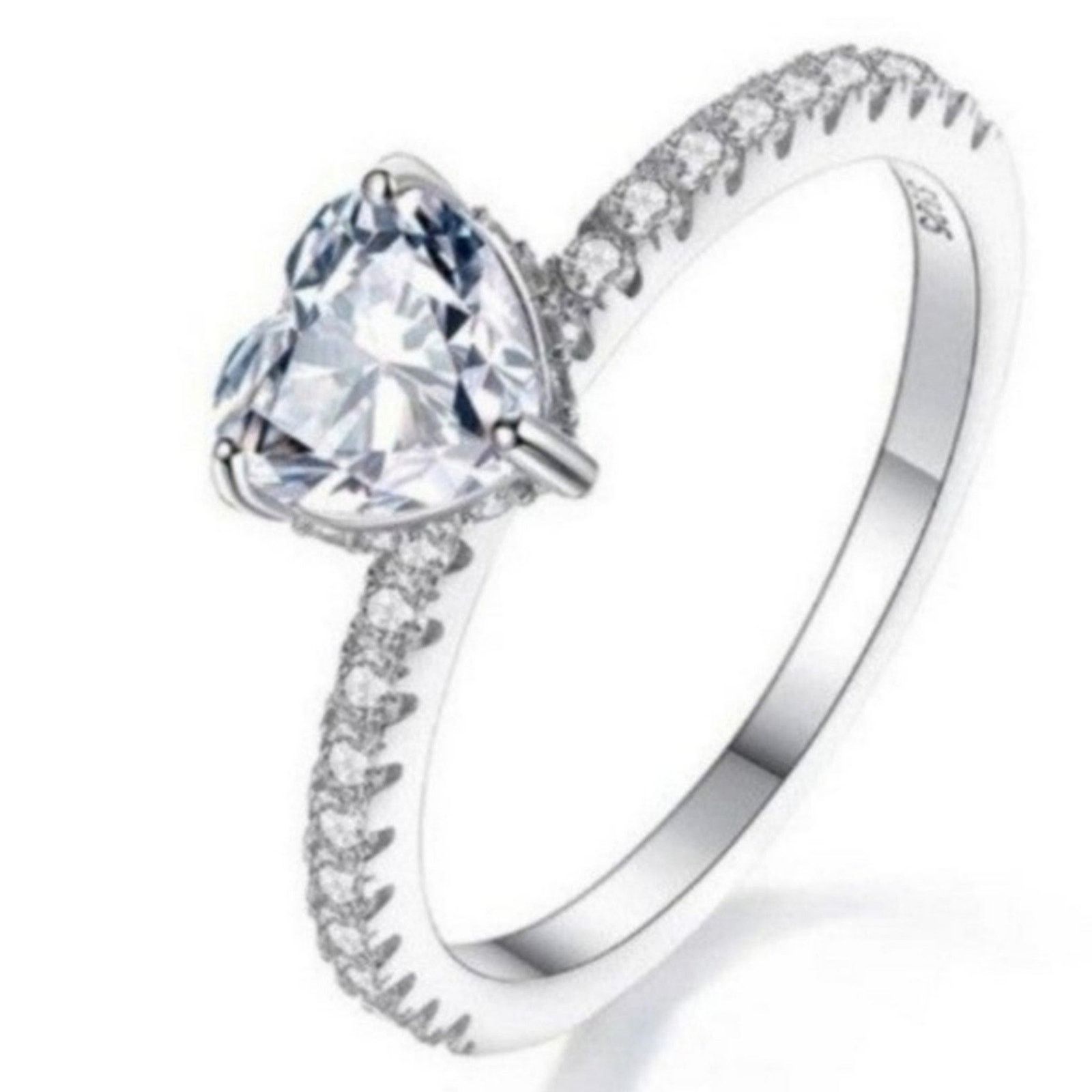 Other Moissanite Heart Ring Hidden Halo CZ Sterling Silver 6 NWT Size ONE SIZE - 9 Thumbnail