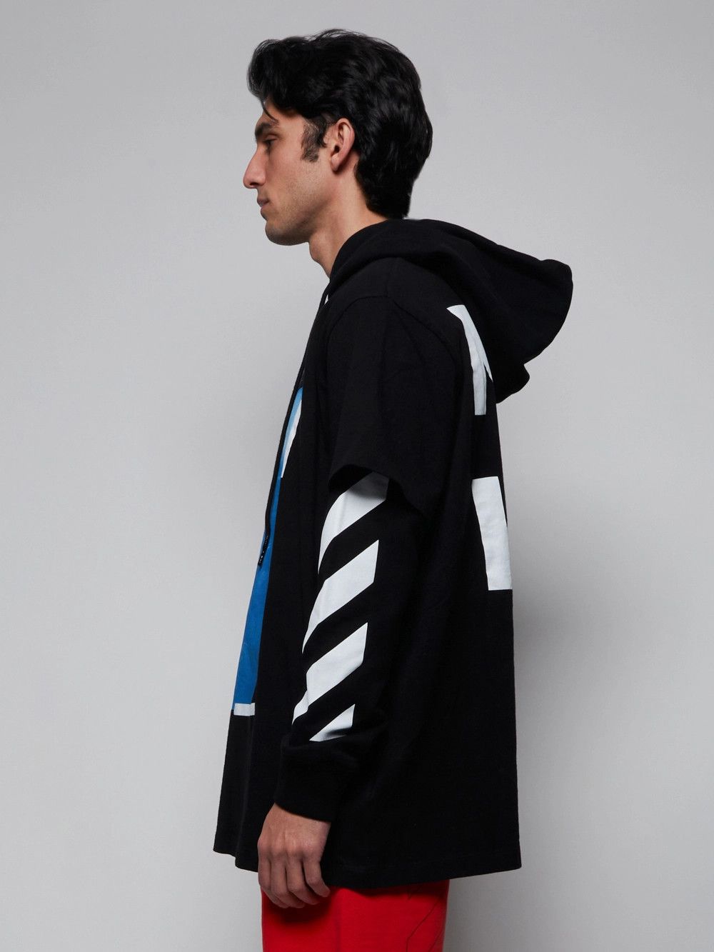 Off-White Black Mona Lisa Arrows Oversized Layered Tee Hoodie Size US L / EU 52-54 / 3 - 3 Thumbnail