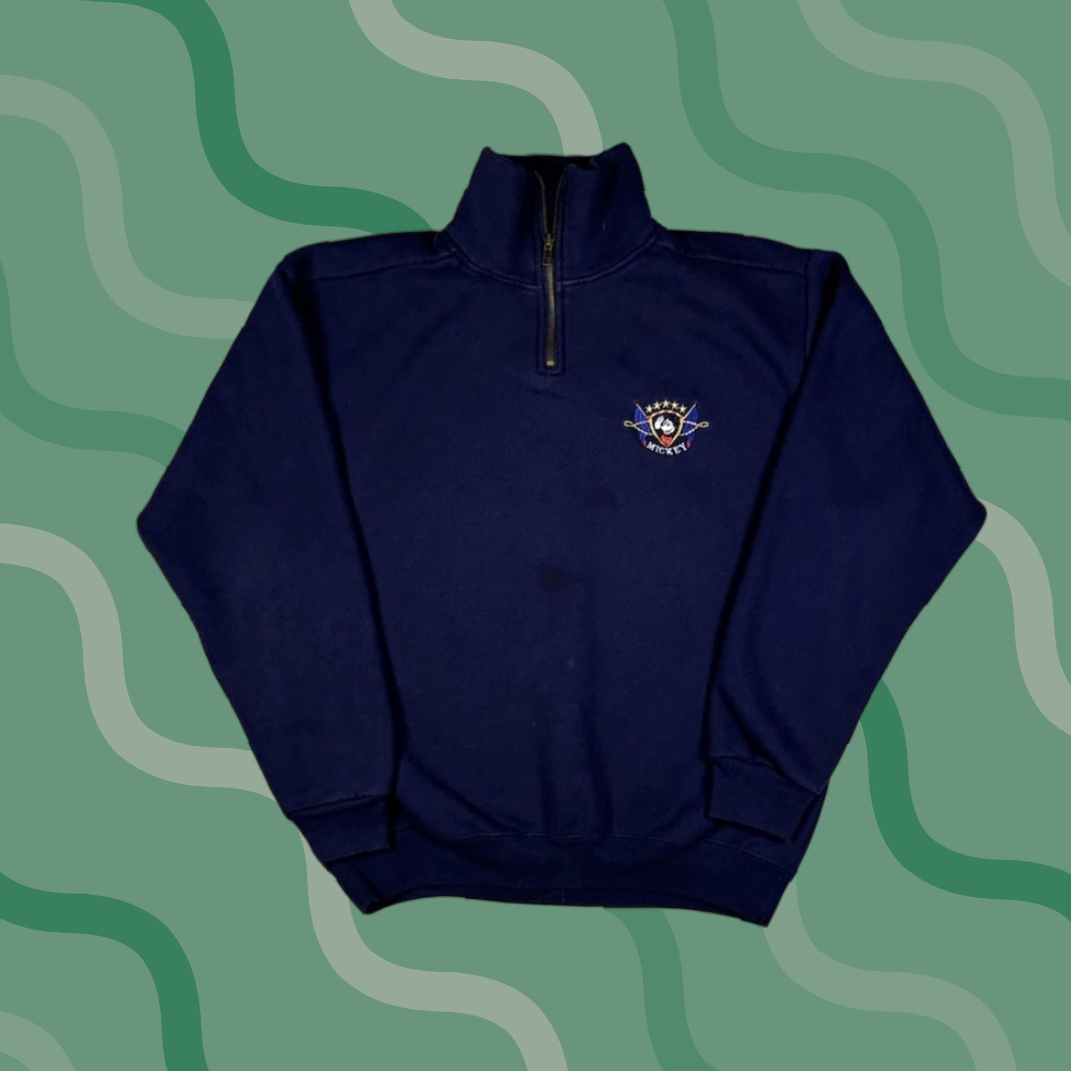 Disney VINTAGE Mickey Mouse Cruise Disney Sweatshirt L Blue Cotton Knit Logo 90s Full Zip Pullover Mens Disney Sweatshirt Size US L / EU 52-54 / 3 - 1 Thumbnail