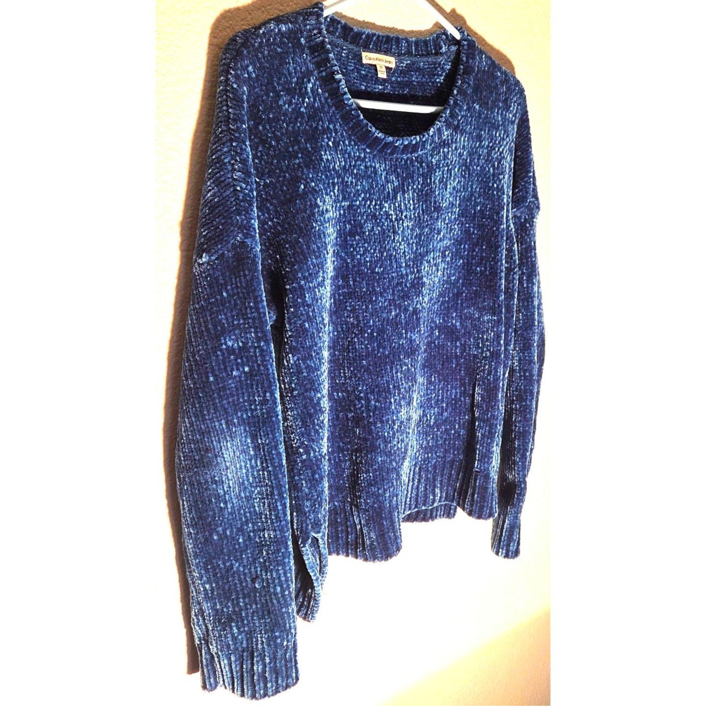 Calvin Klein Chic Calvin Klein Navy Blue Fuzzy Knit Sweater - Women's M Size M / US 6-8 / IT 42-44 - 2 Thumbnail