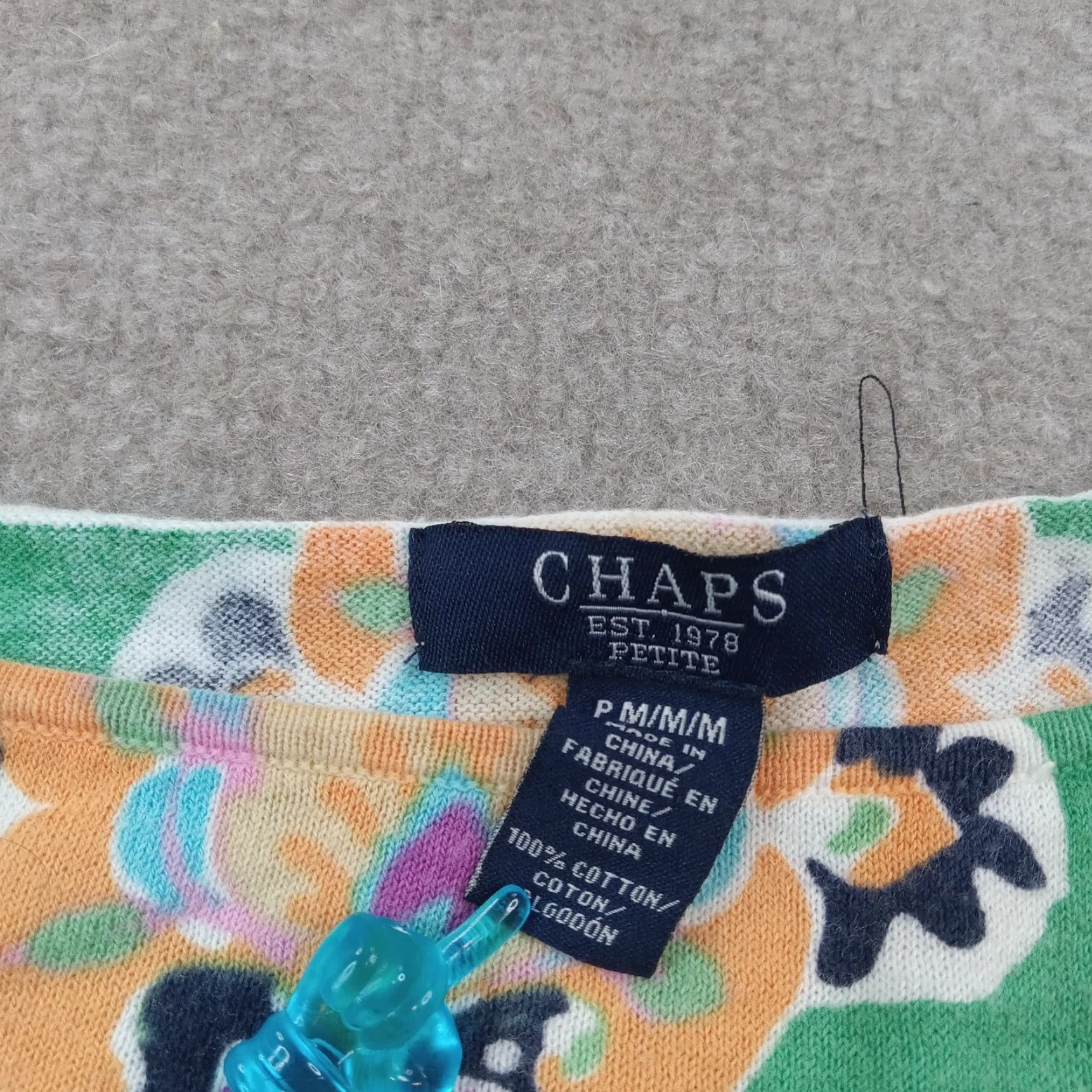 Chaps Chaps Green Geometric Sweater Women's Medium Petite 3/4 Sleeve Cable-Knit Lightweight Pullover Size M / US 6-8 / IT 42-44 - 5 Thumbnail