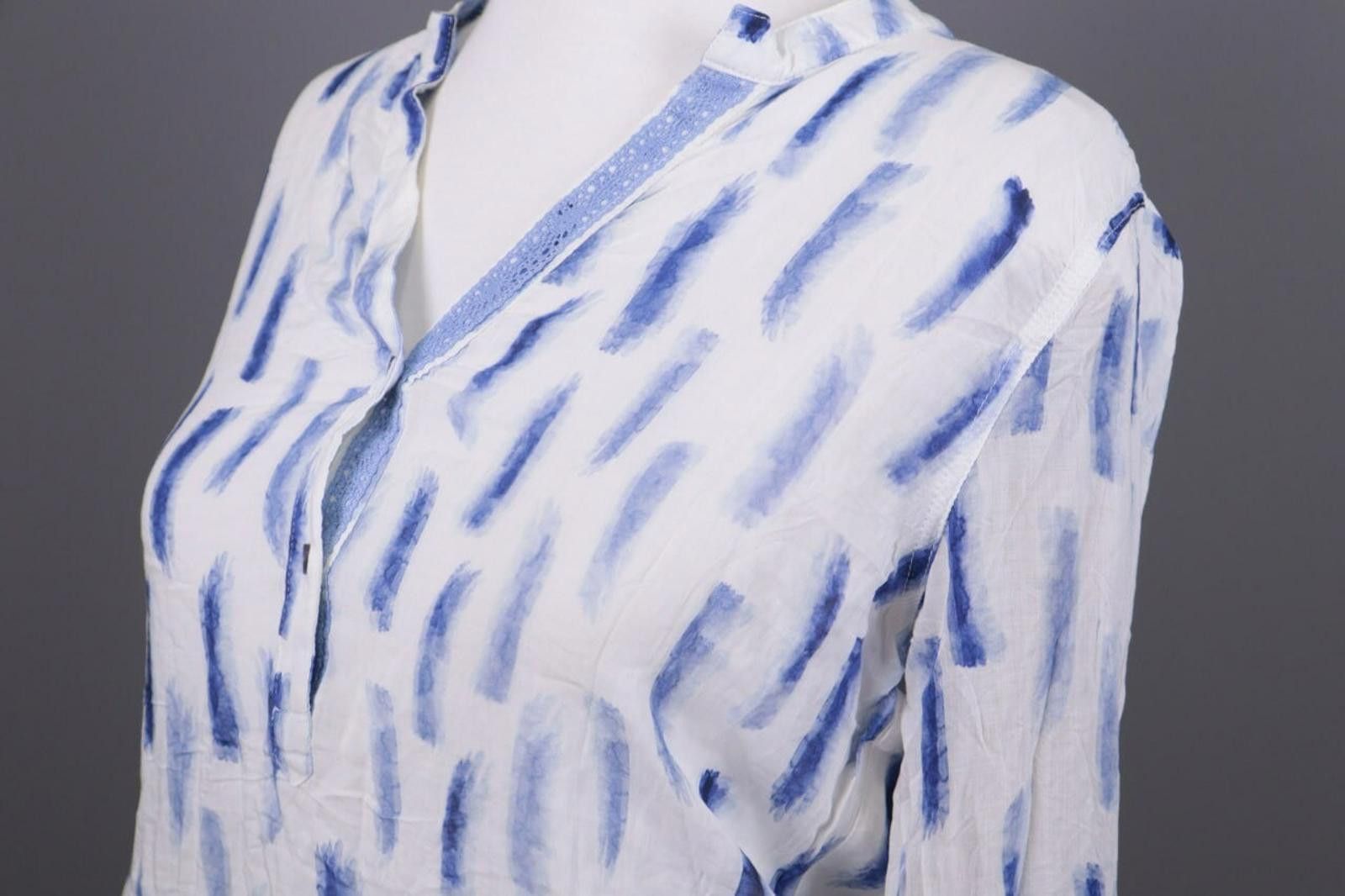 Designer Emily Van Den Bergh White Blue Henley Blouse Shirt Size 38 Size M / US 6-8 / IT 42-44 - 7 Thumbnail