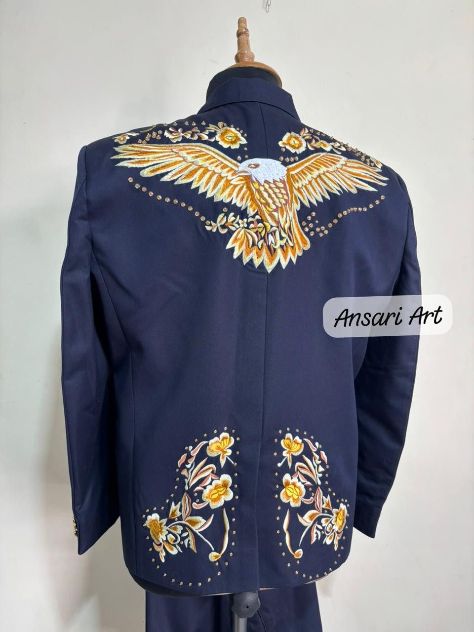 Other Men 2PC Customized floral Eagle embroidery prom cocktail Size 46S - 5 Thumbnail