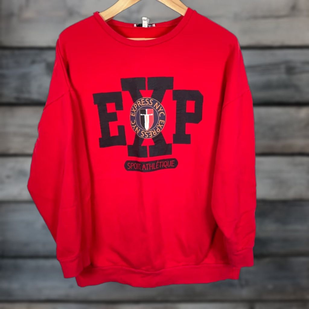 Express Express Sport Sweatshirt Men Crewneck Red Graphic Print 90s Retro Pullover L Red Size US L / EU 52-54 / 3 - 1 Thumbnail