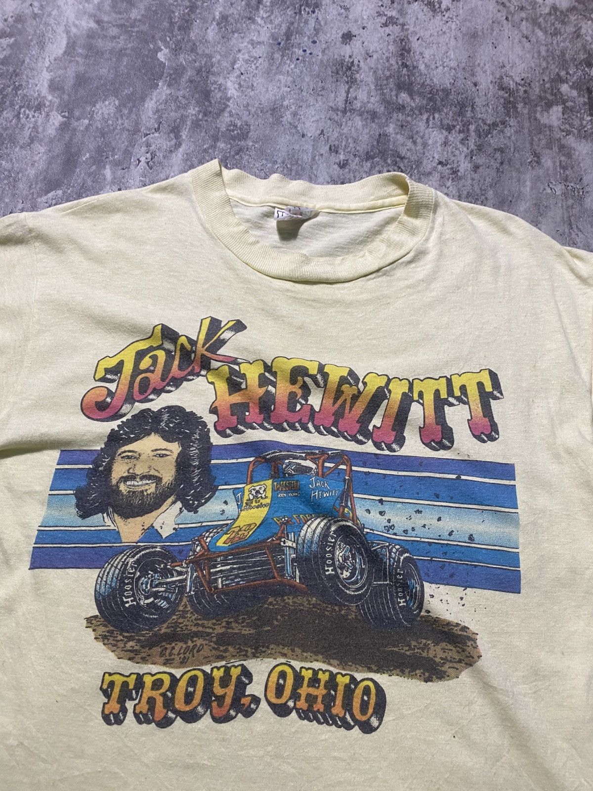 Vintage Vintage 80's Jack Hewitt Dirt Track Racing Driver Tshirt Size US M / EU 48-50 / 2 - 3 Thumbnail