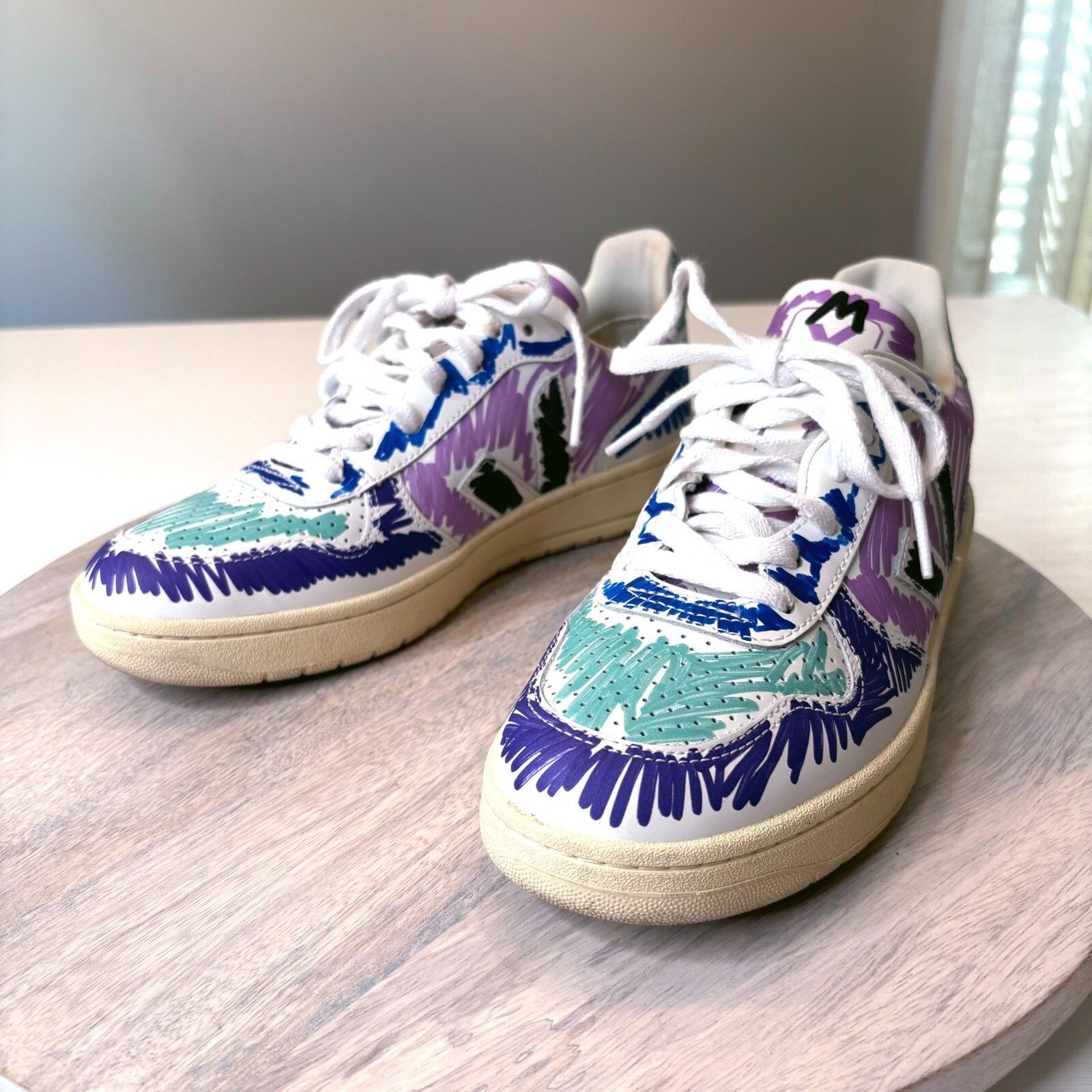 Veja Veja V-10 Leather X Marni Orchid Black Sneakers US Size 8 Size US 8 / IT 38 - 2 Thumbnail