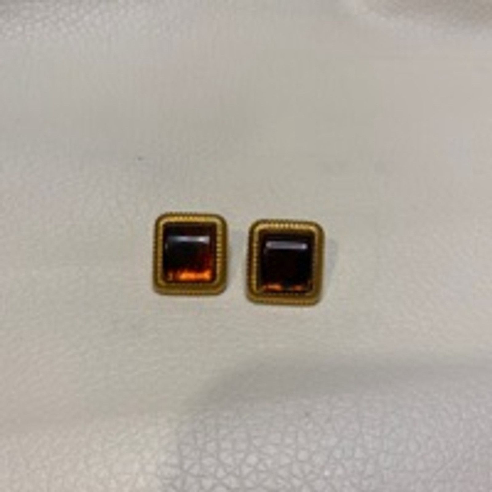Other Vintage 80s Chunky Amber Glass Square Gold Statement Studs Size ONE SIZE - 2 Thumbnail