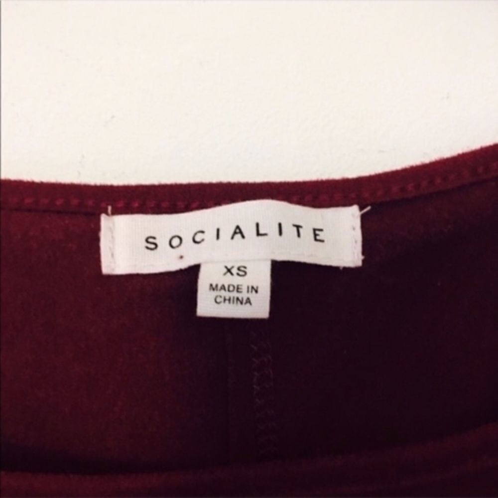 Other Socialite XS Wine Faux Suede Fringe Tank Top – Boho Western Size XS / US 0-2 / IT 36-38 - 4 Thumbnail