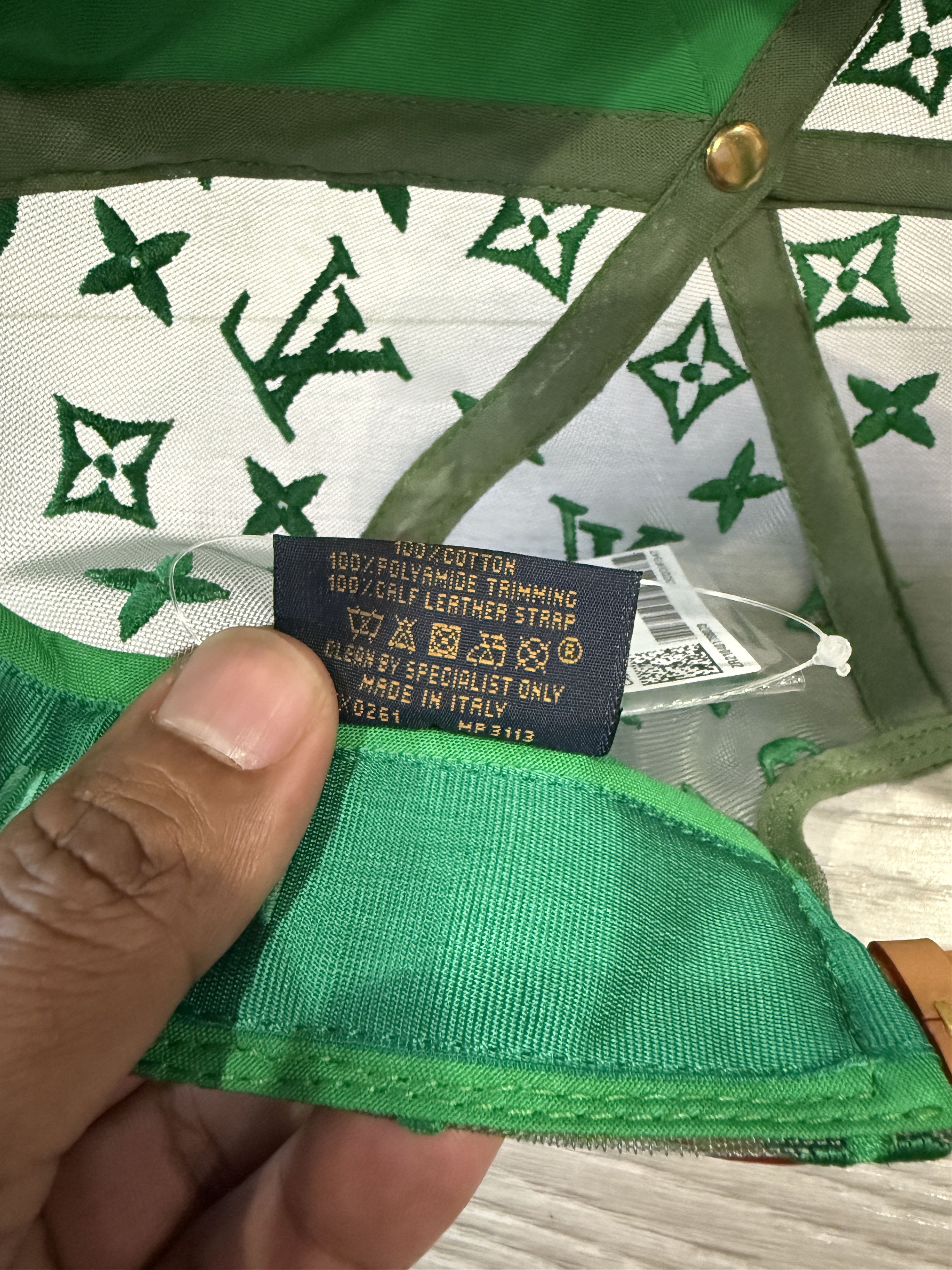Louis Vuitton Louis Vuitton LV Embroidered Mesh Cap 58 Green Size ONE SIZE - 4 Thumbnail