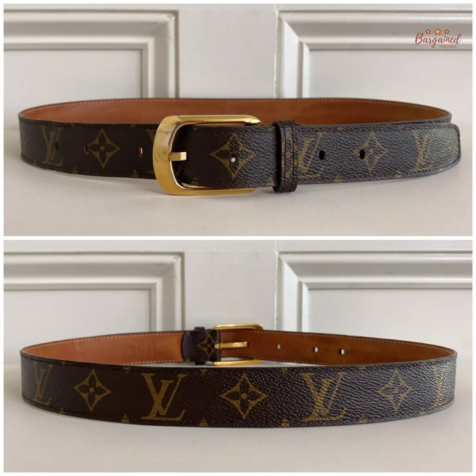 Louis Vuitton Louis Vuitton Monogram Canvas Leather Ellipse Gold Belt Size 30 - 4 Thumbnail