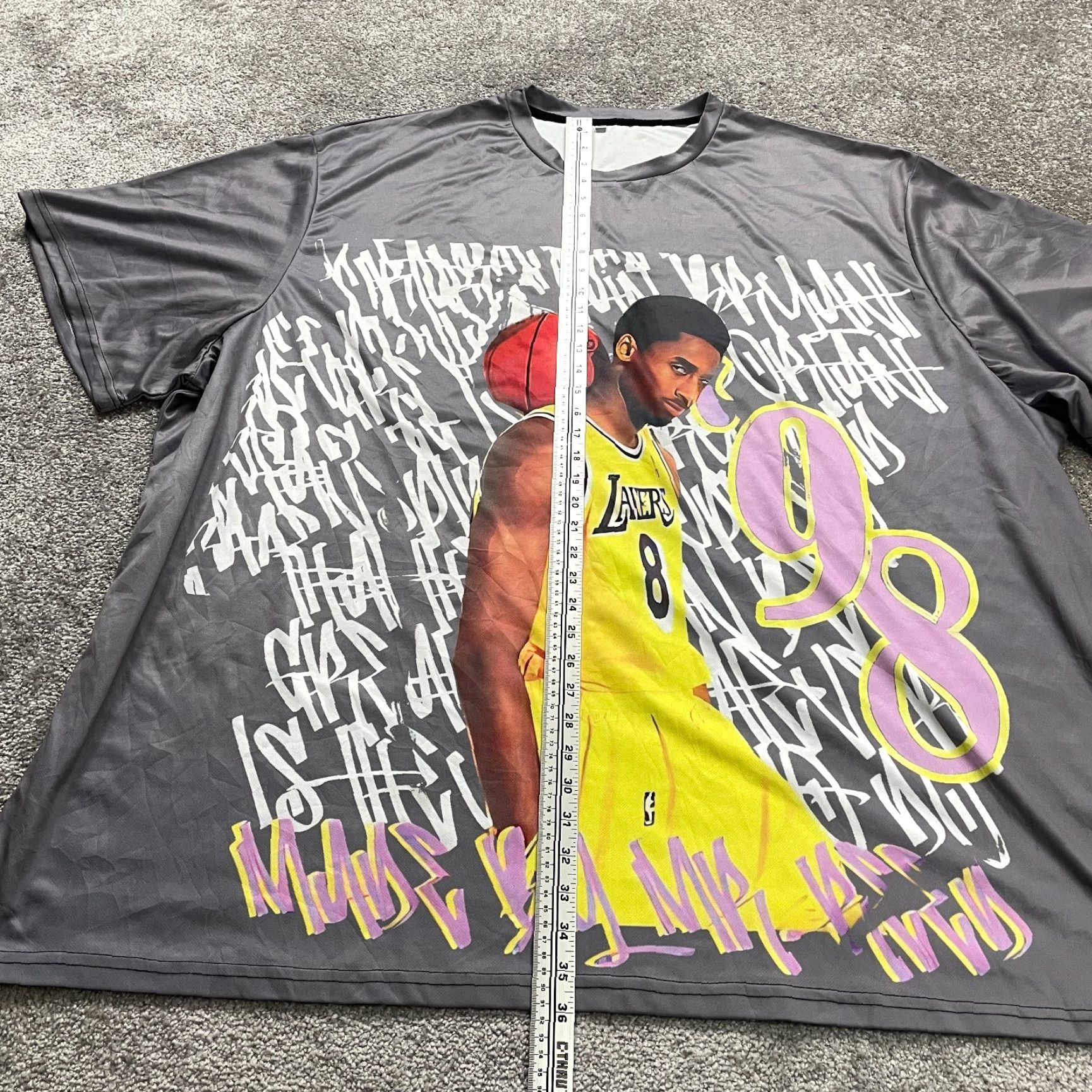 Vintage Unbranded Graphic T-Shirt Mens Big & Tall Gray 7X Kobe Bryant Lakers Basketball 90s Sports Shirt Mens Size US XXL / EU 58 / 5 - 6 Thumbnail