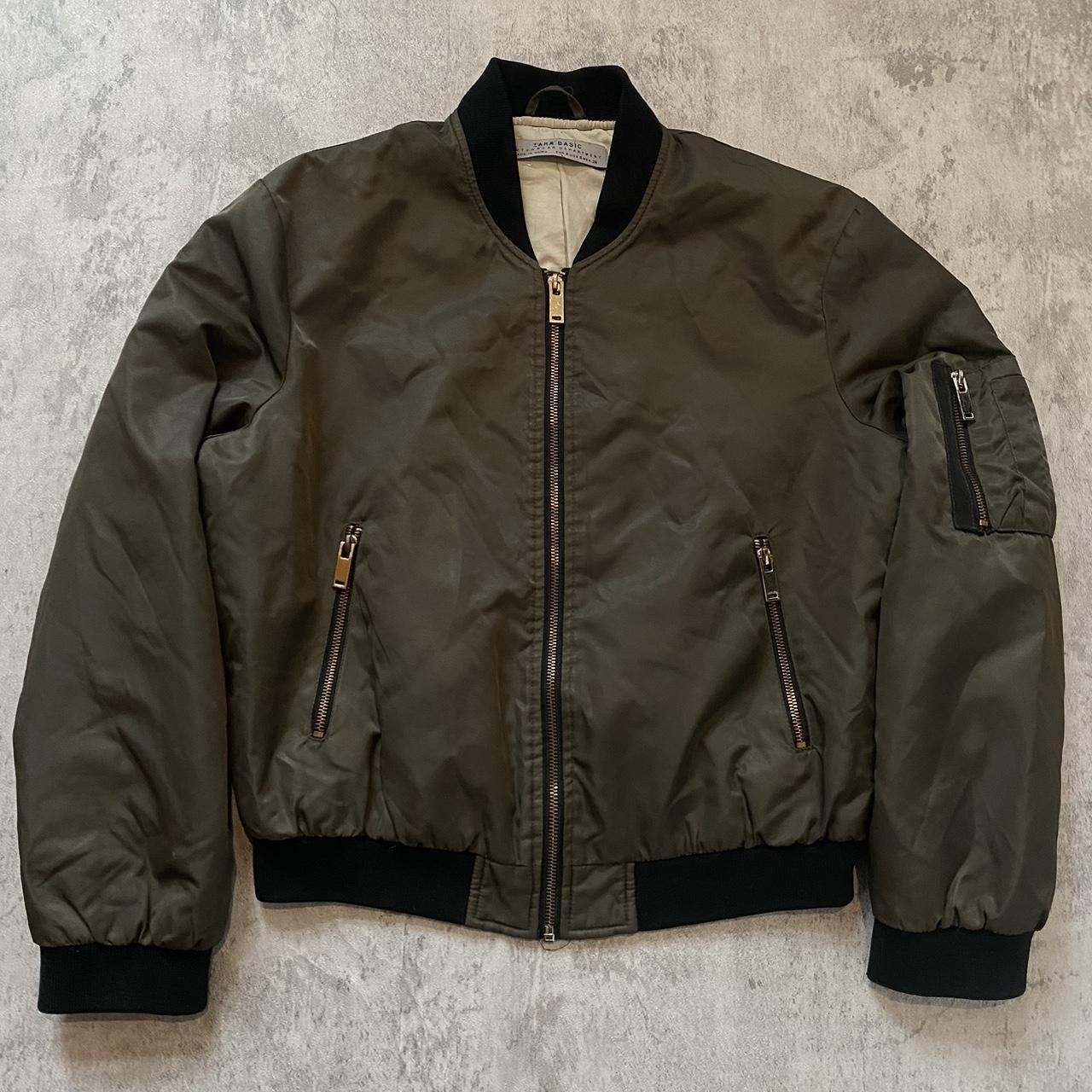 Zara Khaki green bomber jacket with black accents Size US S / EU 44-46 / 1 - 1 Thumbnail
