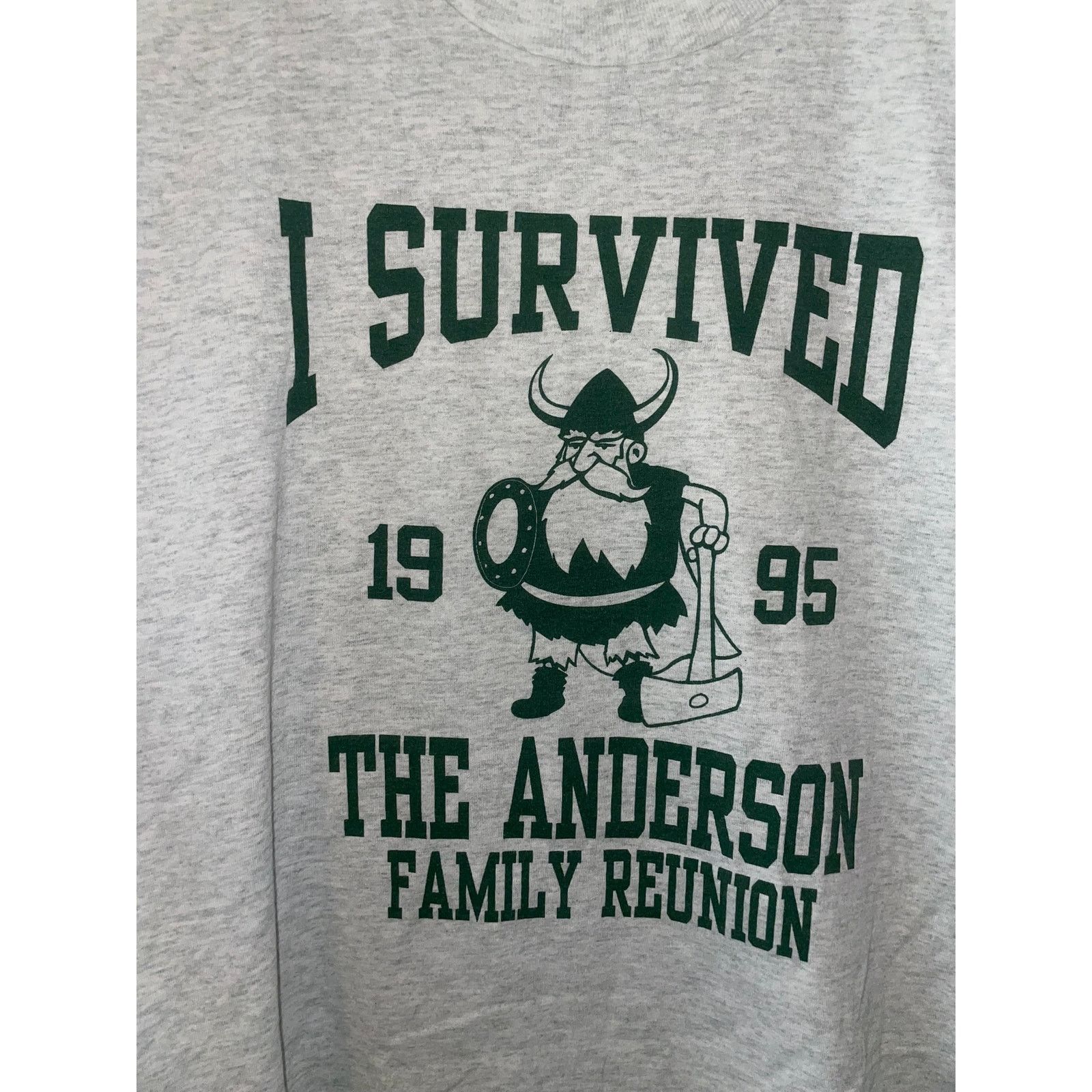 Fruit Of The Loom Vintage Family Reunion Shirt I Survived Gray Tee 90s XL Size US XL / EU 56 / 4 - 4 Thumbnail