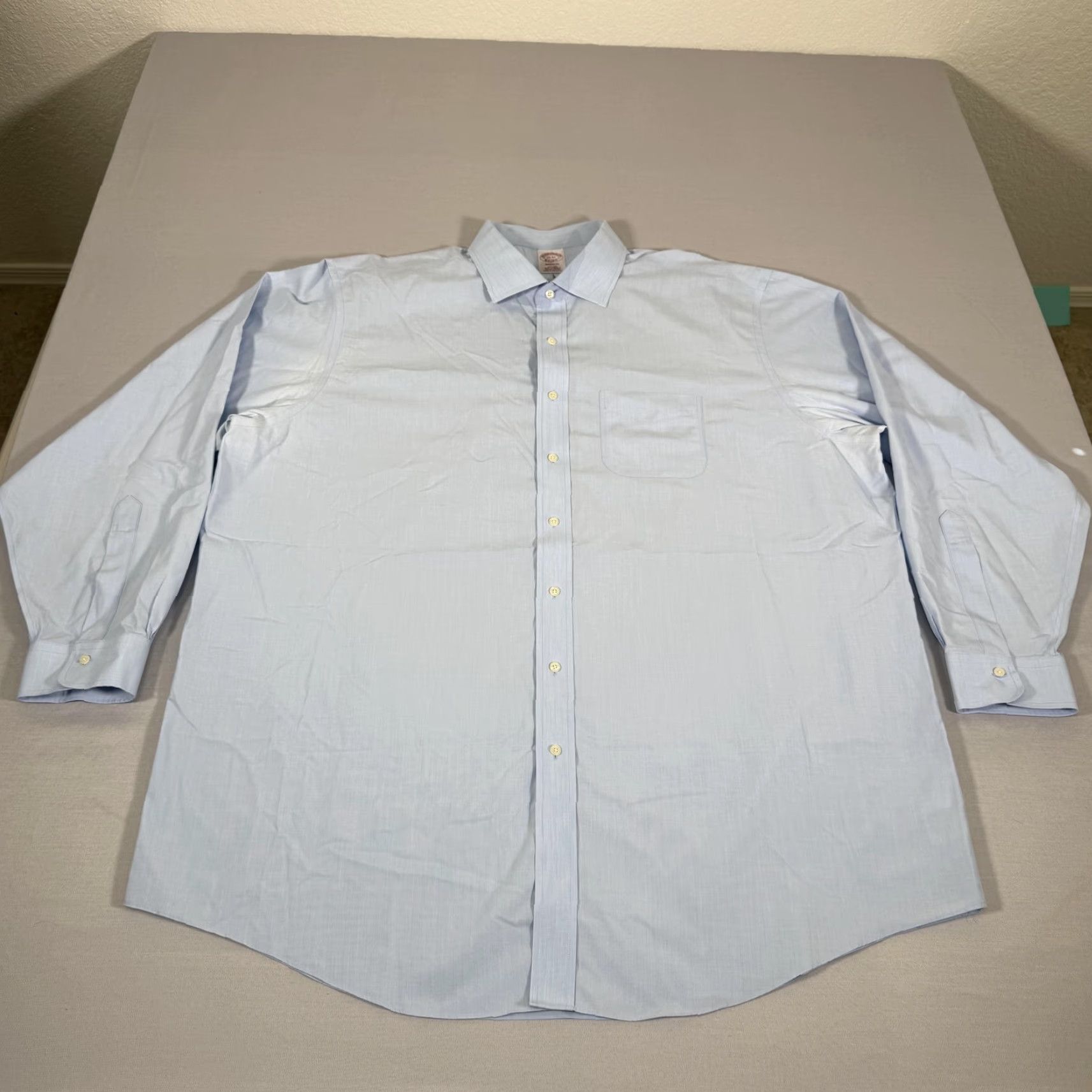 Brooks Brothers Brooks Brothers Shirt 2XL Adult Blue Non-Iron Supima Cotton Button Up Long Sleeve Dress Pocket Classic Business Preppy Mens Size 48R - 2 Thumbnail