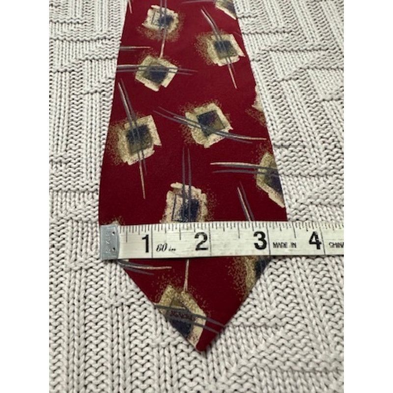 Pierre Cardin Pierre Cardin 80s maroon geometric silk tie Size ONE SIZE - 4 Thumbnail