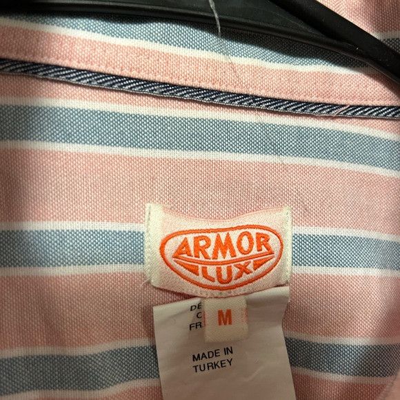 Armor-Lux Armor Lux Pink and Blue Striped Casual Button Down Shirt Size US M / EU 48-50 / 2 - 12 Thumbnail