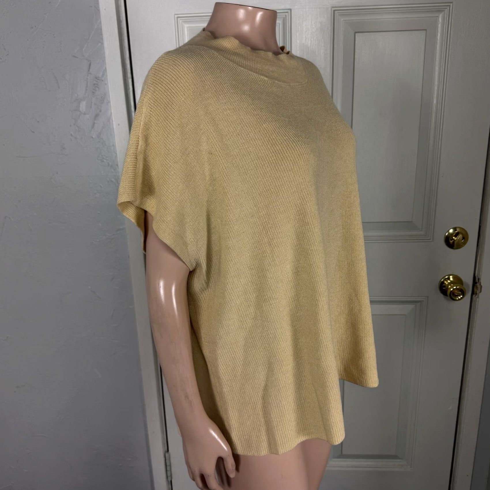 Eileen Fisher Eileen Fisher Sweater Women 1X Pullover Knit Short Sleeve Mock Neck Cap Sleeve Linen Cotton Solid Yellow Vintage: No Size XL / US 12-14 / IT 48-50 - 4 Thumbnail