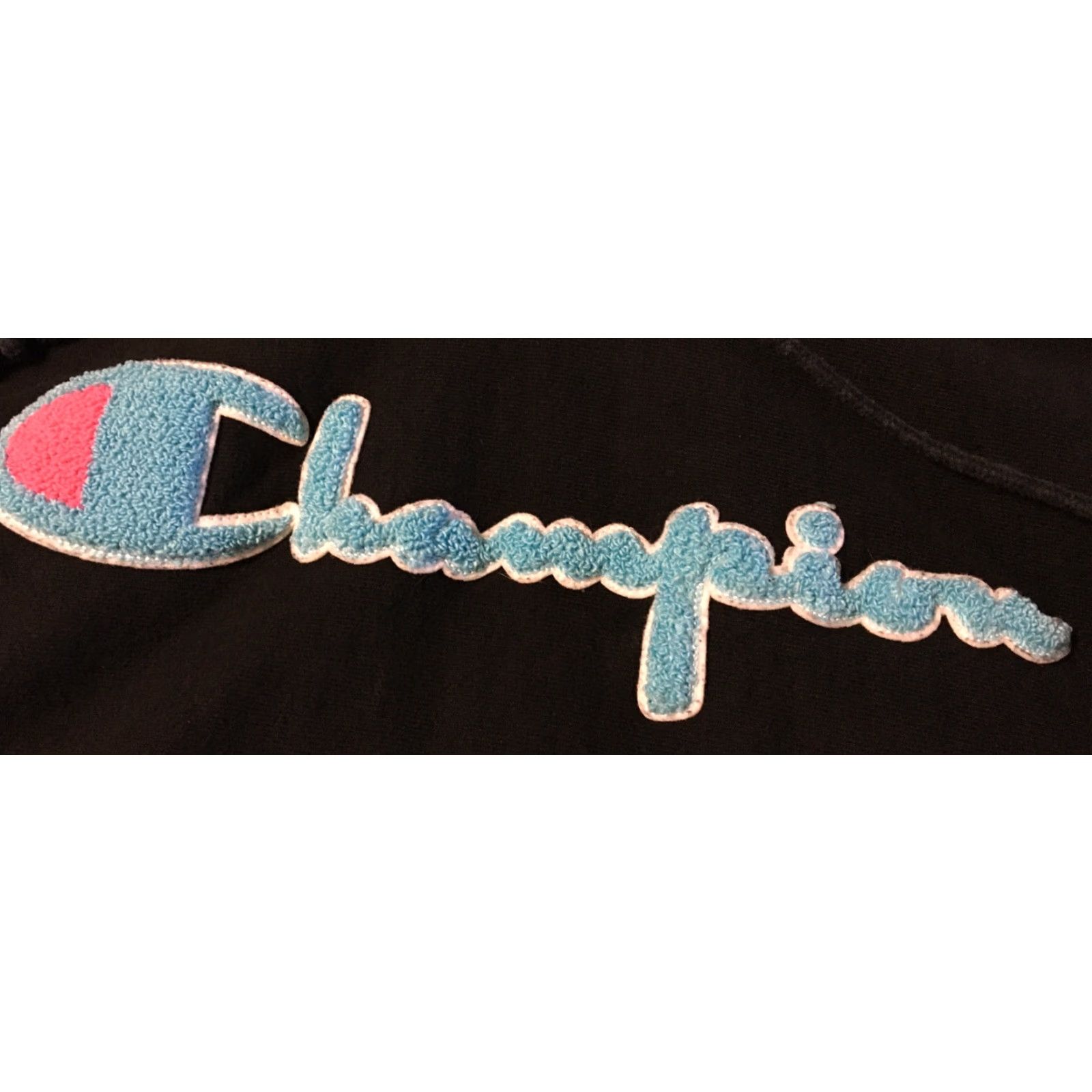Champion VINTAGE Champion Reverse Weave Chenille Spellout Hoodie M Hip Hop Track Gym USA Black 90s Mens Size US M / EU 48-50 / 2 - 2 Thumbnail