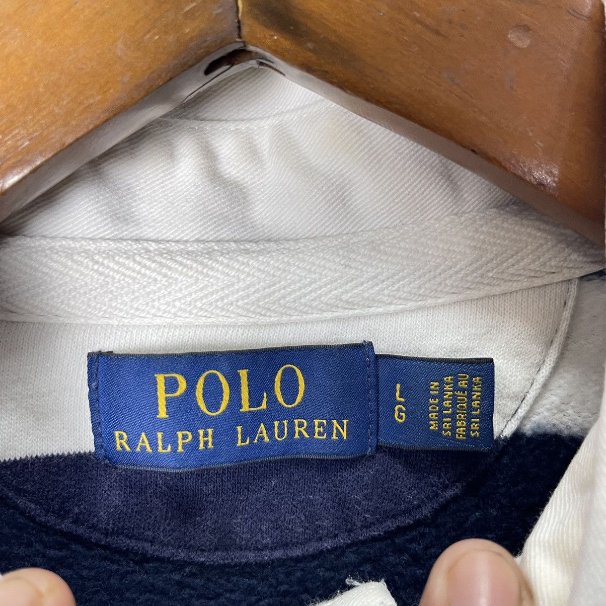 Polo Ralph Lauren Polo Ralph Lauren Navy White Stripe Rugby Shirt Logo Size US L / EU 52-54 / 3 - 7 Thumbnail