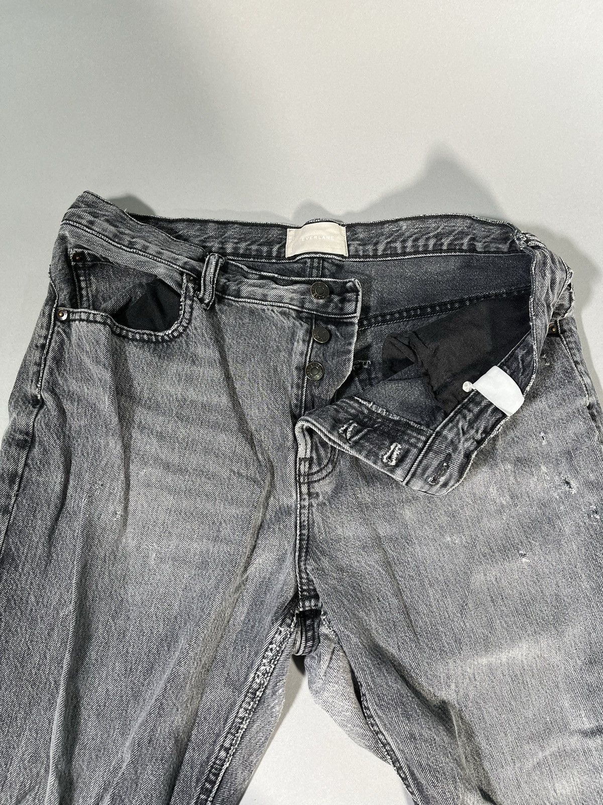 Everlane Custom Upcycled 1 of 1 Y2K Dark Grey Distressed Denim Size US 30 / EU 46 - 7 Thumbnail