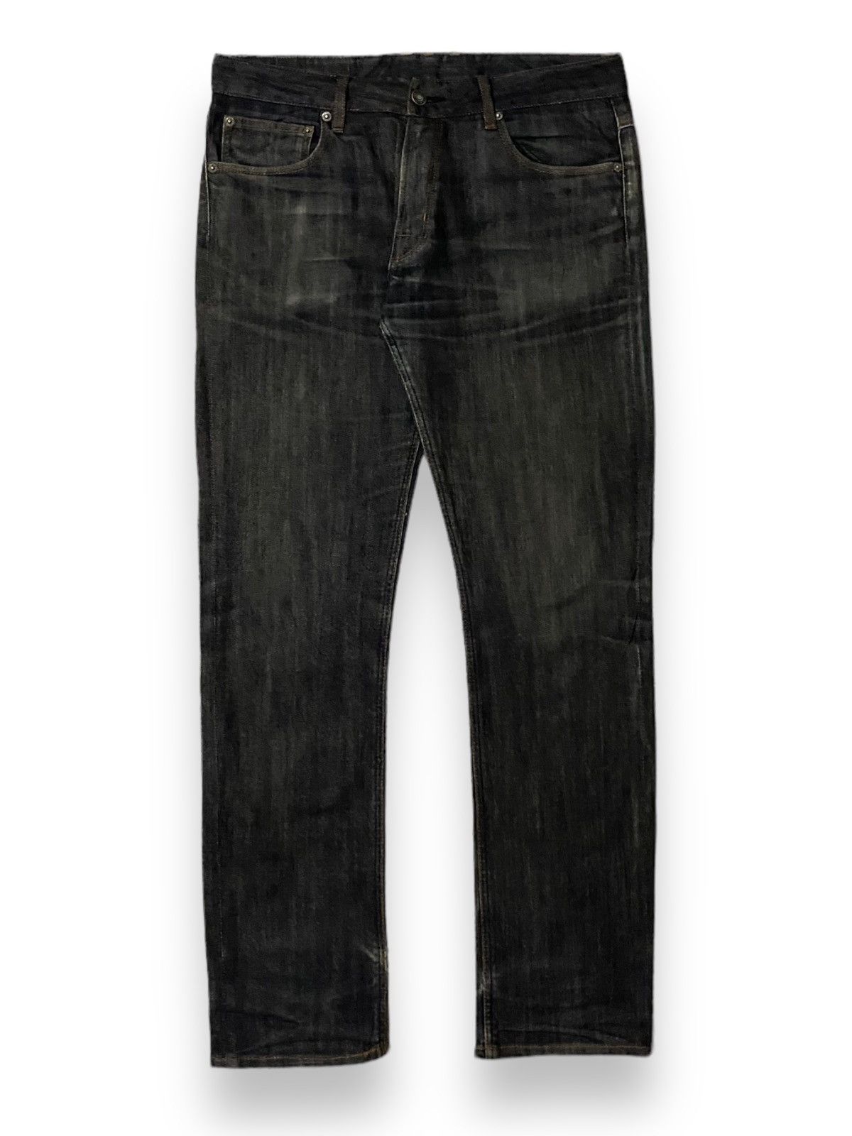 image of Beams Plus Beams Brand Japan Blackdigo Whiskers Faded Straight Cut G', Men's (Size 33)