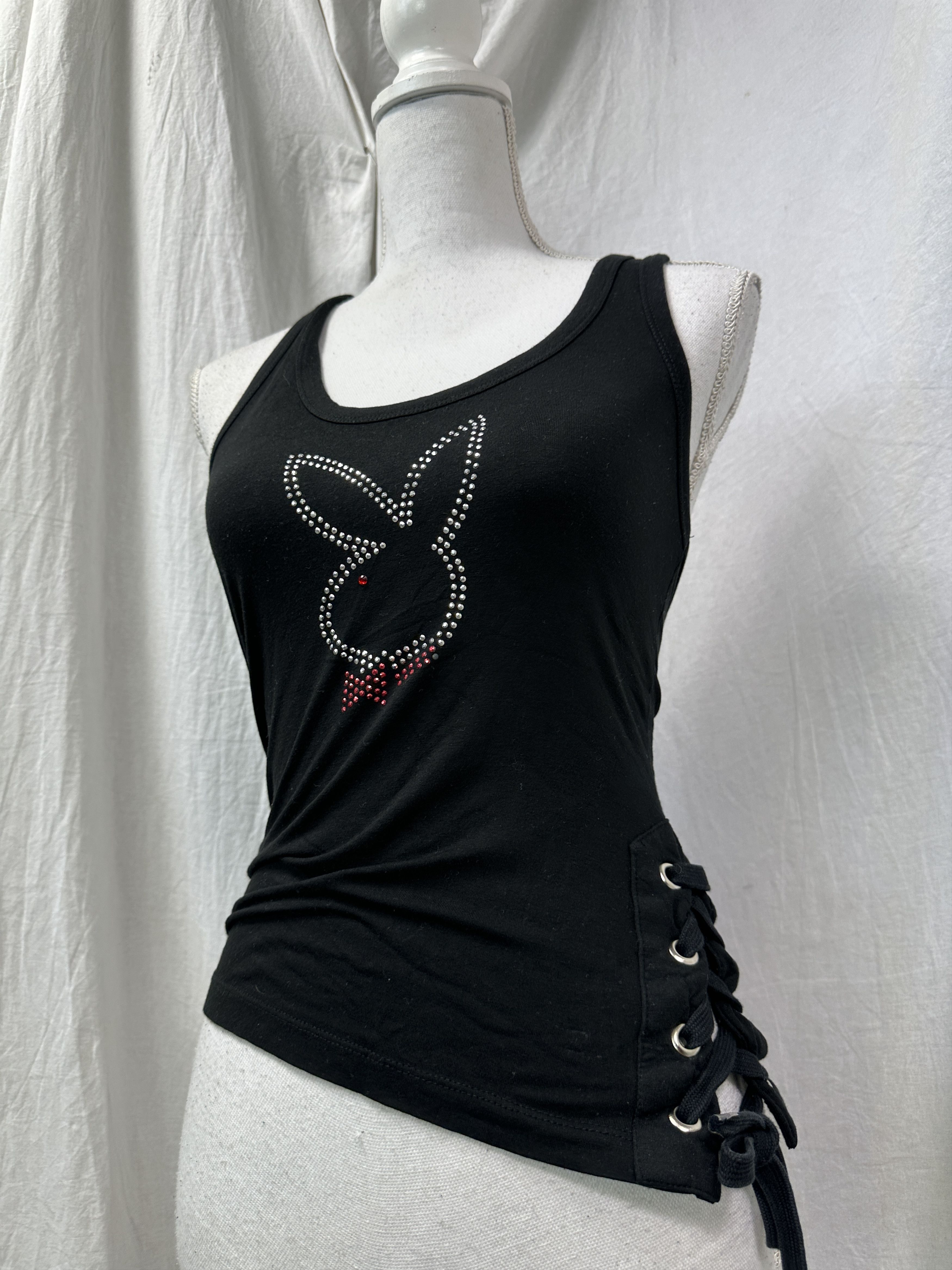 Playboy Vintage Avant Garde Rhinestones Tied Playboy Top Y2K Size S / US 4 / IT 40 - 1 Thumbnail
