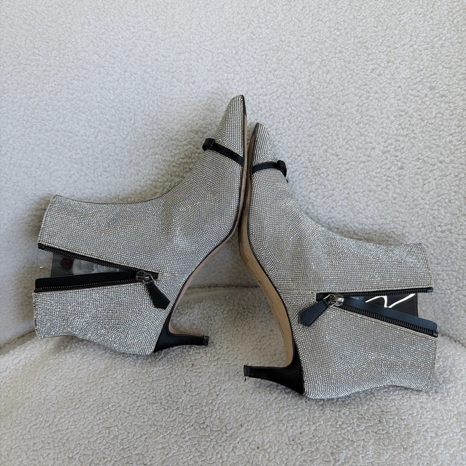 Other Marco de Vincenzo Silver Pave Stiletto Ankle Boots 37 Size US 6.5 / IT 36.5 - 6 Thumbnail