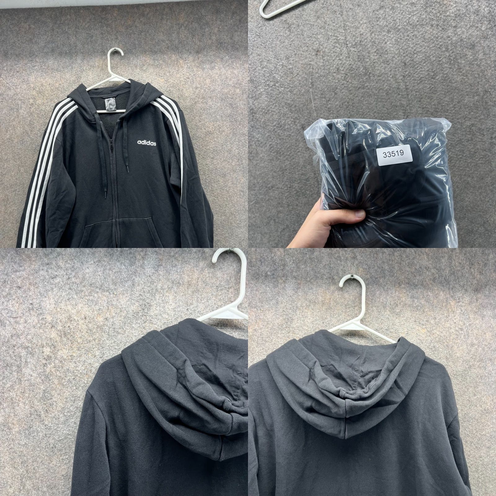 Adidas Adidas Jacket Mens Medium Black White Full Zip Hooded Athletic Trefoil Fleece Shirt Size US M / EU 48-50 / 2 - 8 Thumbnail