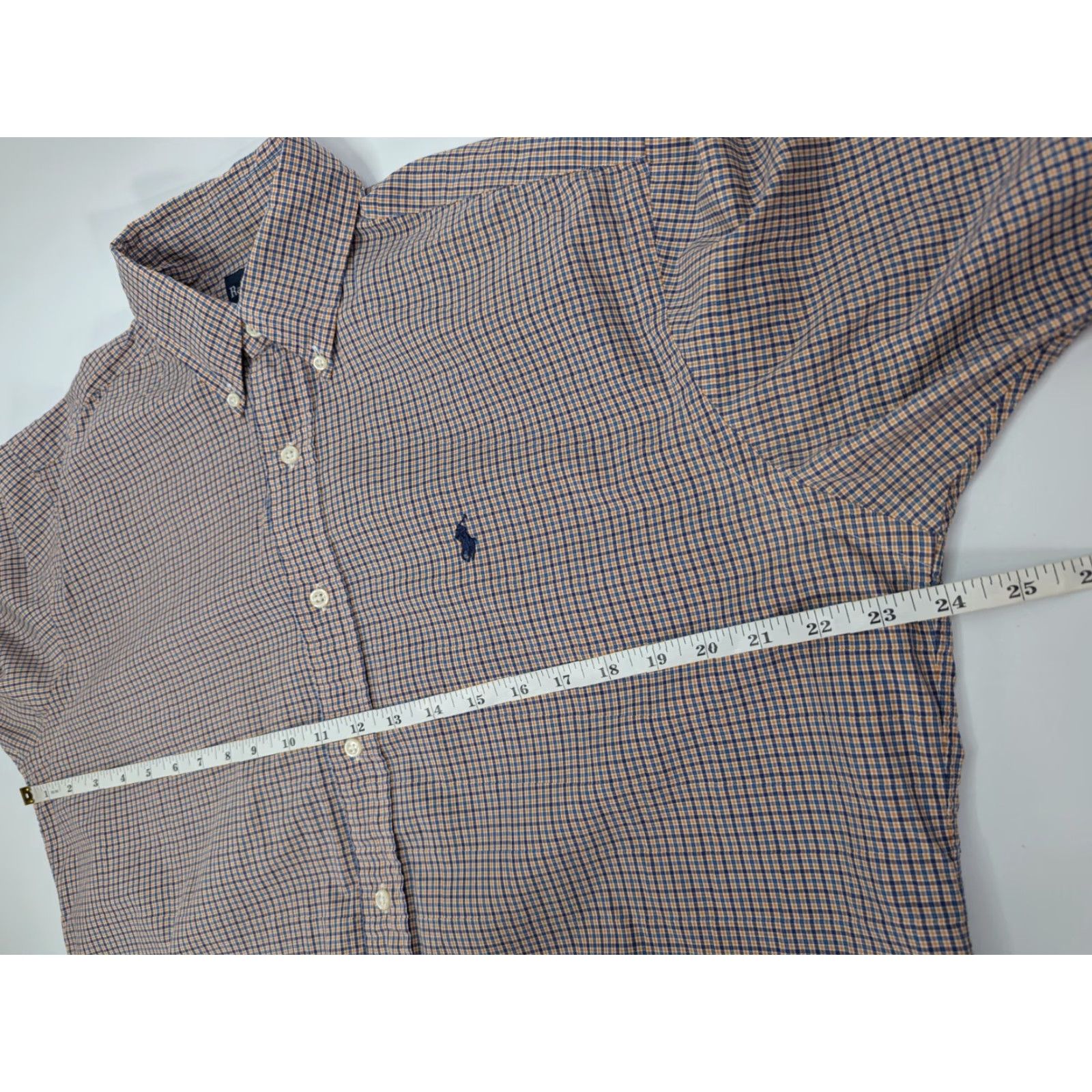 Ralph Lauren Ralph Lauren Blake Shirt Men's M Pony Button Down Orange Blue Plaid Short Sleeve Shirt Size US M / EU 48-50 / 2 - 5 Thumbnail