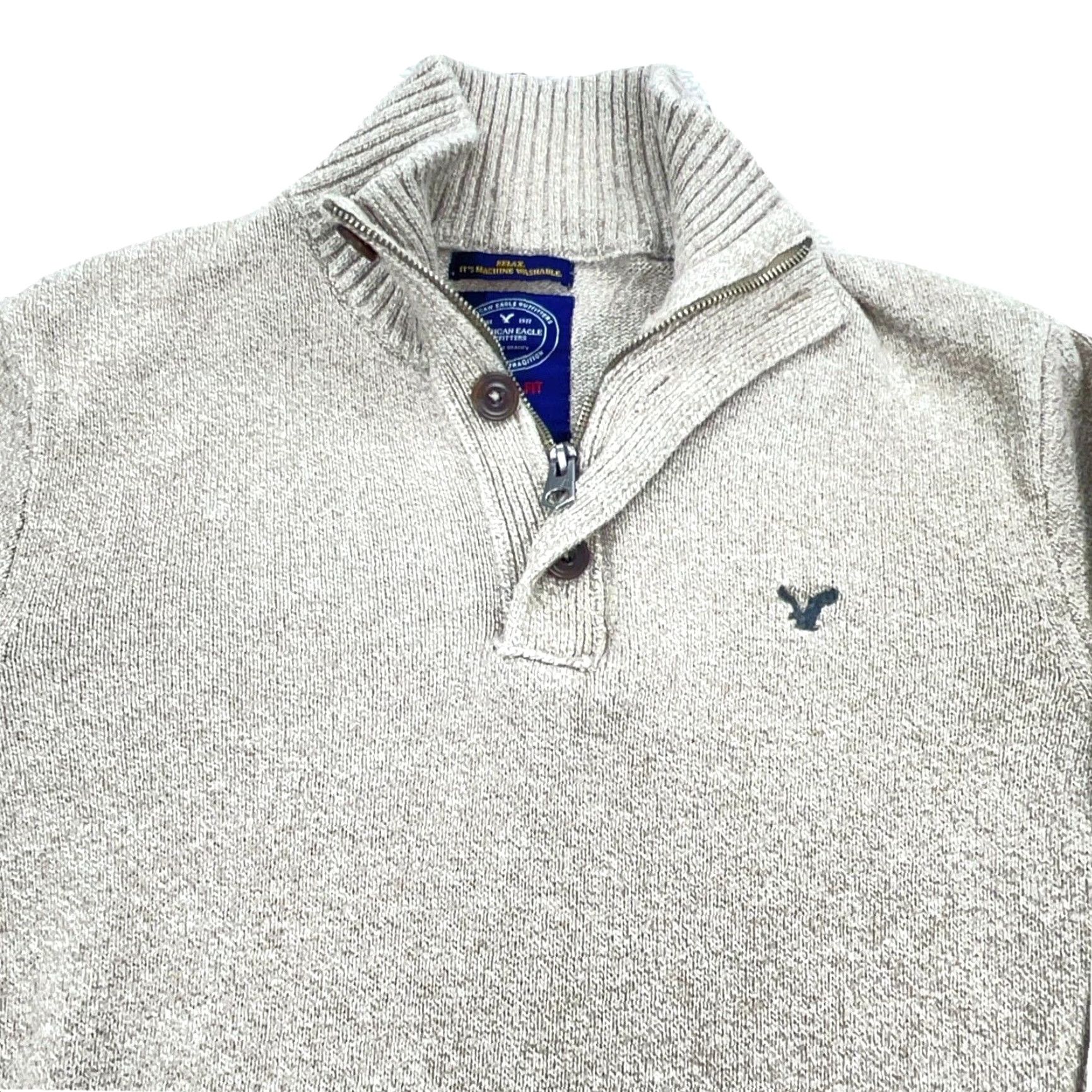 American Eagle Outfitters American Eagle Outfitters Men's Sweater L Beige Henley 1/4 Zip Lightweight Classic Modern Size US L / EU 52-54 / 3 - 2 Thumbnail