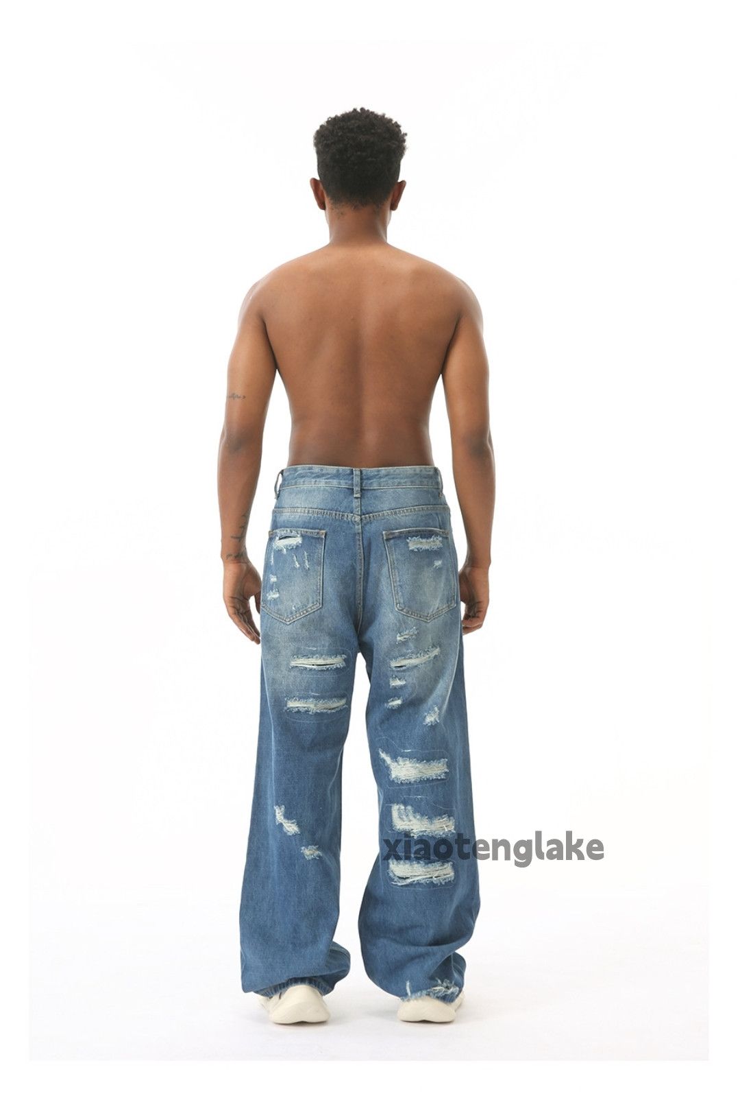 Jean Unisex washed faded loose baggy skate hiphop jeans Size US 32 / EU 48 - 5 Thumbnail