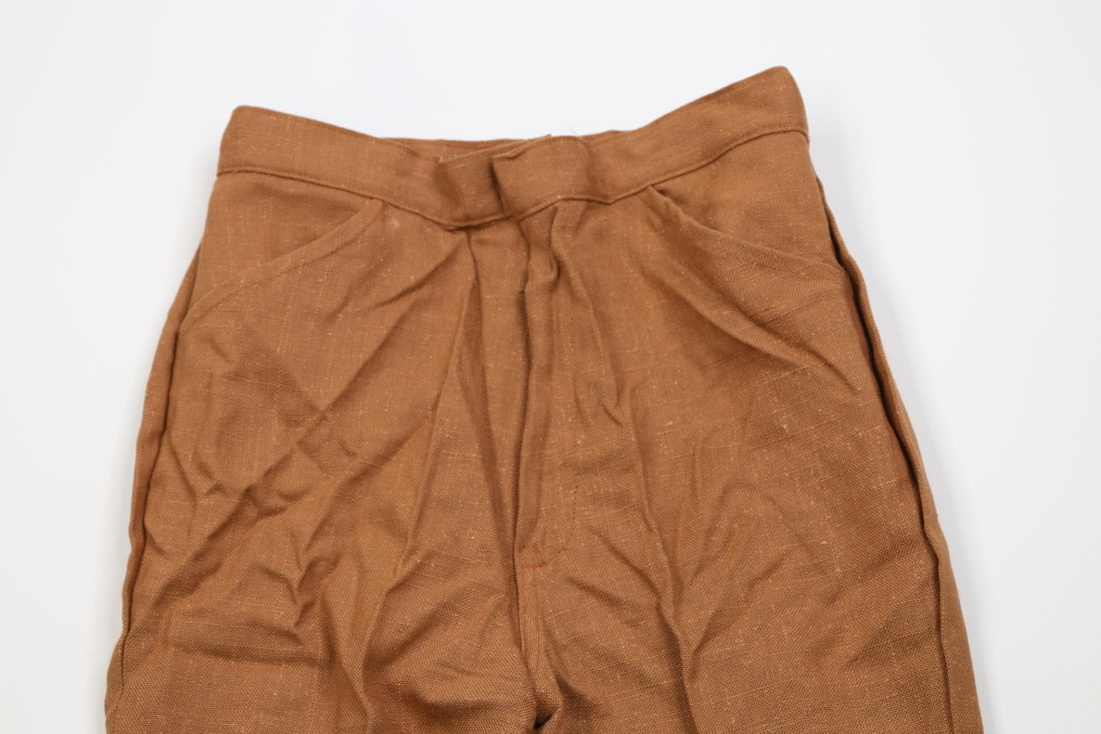 Vintage Vintage 50s 60s Silk Burlap Bell Bottoms Pants Brown USA Size 34" / US 12 / IT 48 - 2 Thumbnail